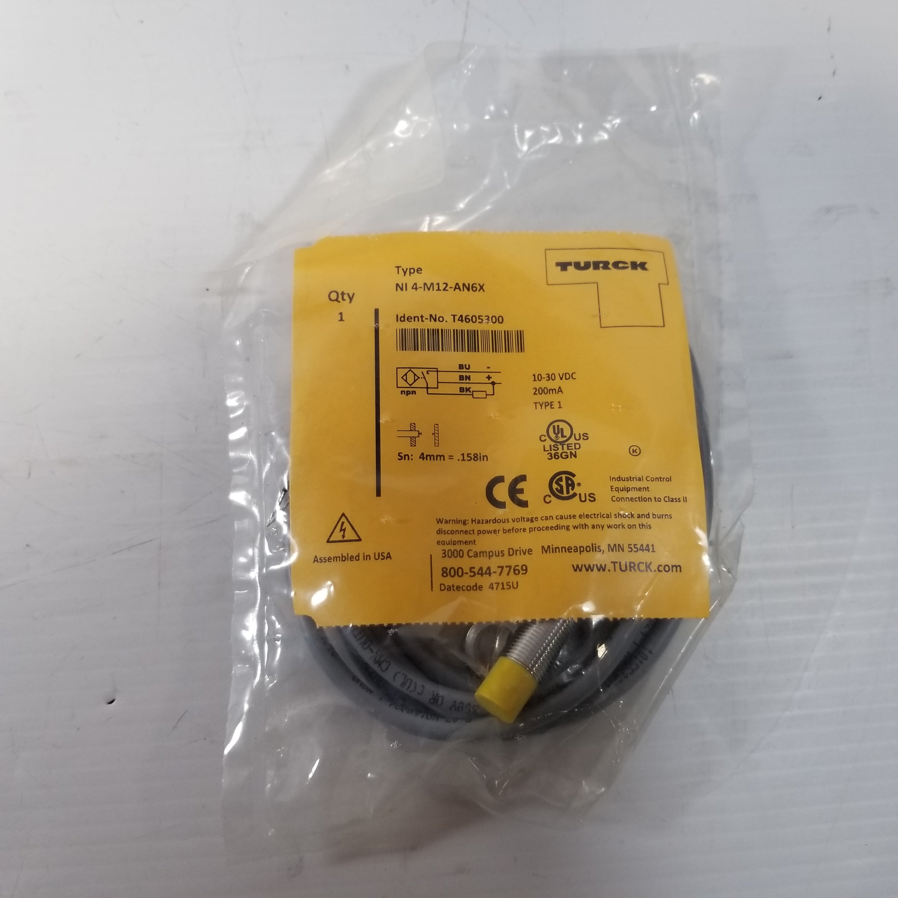 Turck NI4-M12-AN6X Proximity Sensor