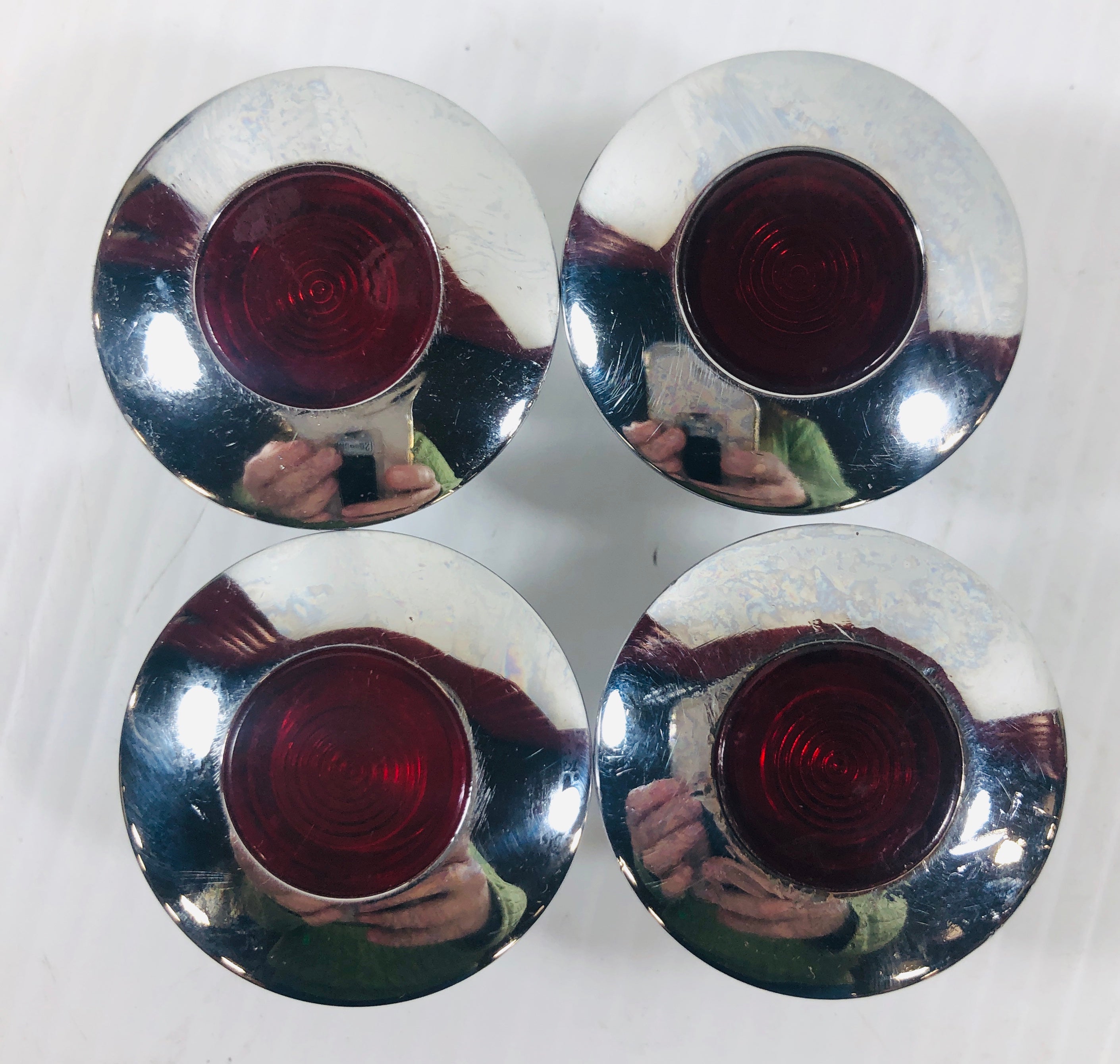 Red Screw On Illuminated Light Caps - Lot of 4