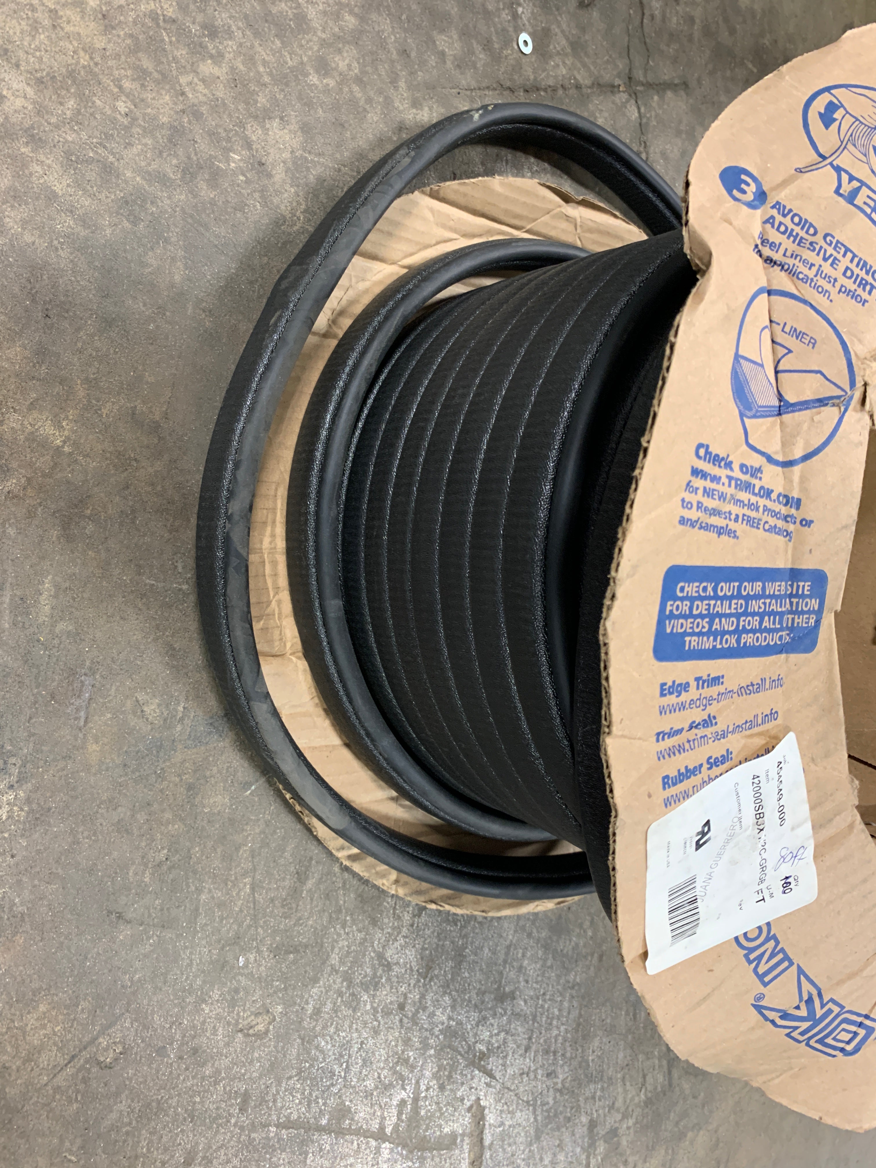 Trim-Lok 42000SB3X1/2C-GRGB Rubber Trim Seal - 80 Feet Long