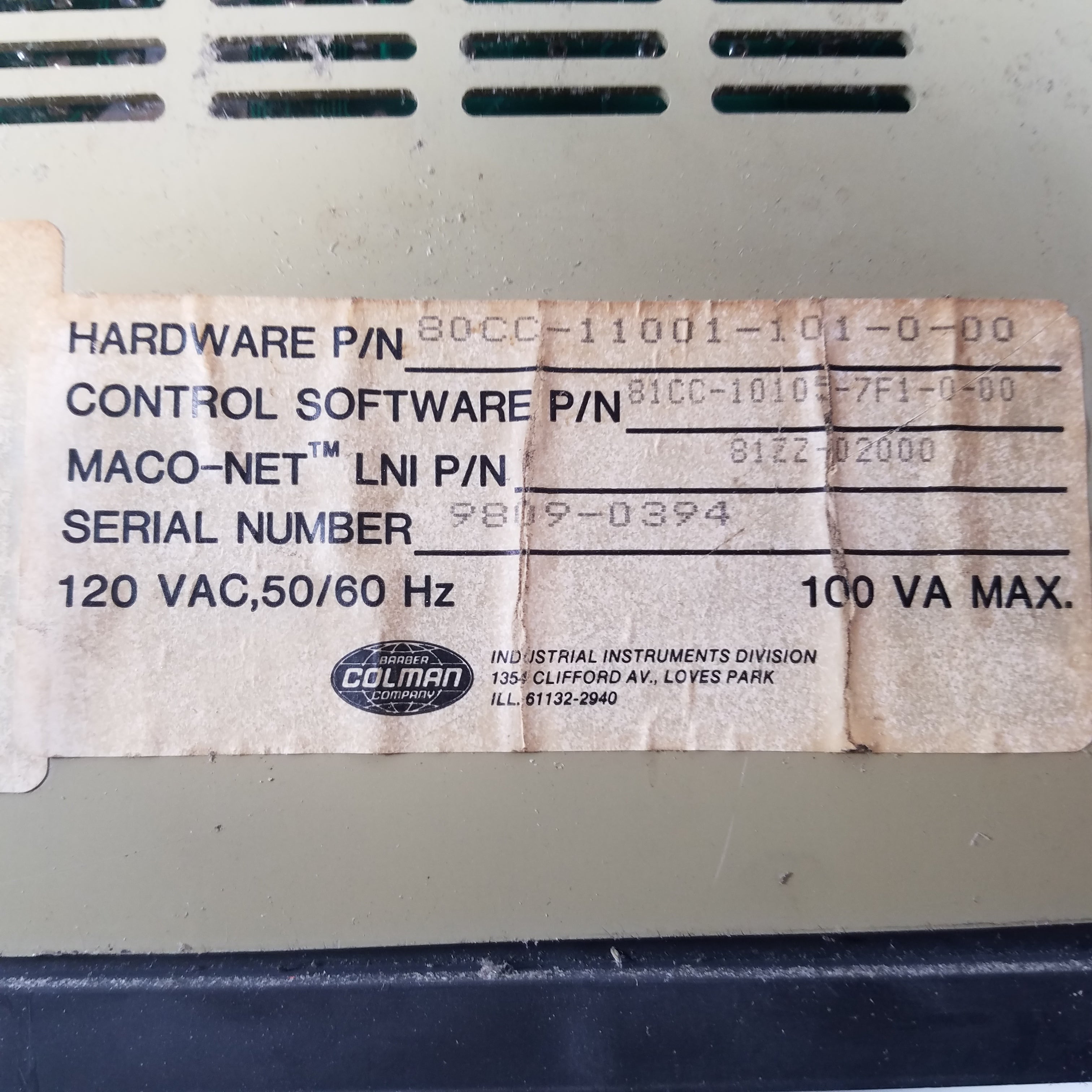 Barber Colman 80CC-11001-101-0-00 Sequence Module