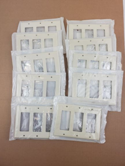 Leviton Almond 3G STD Decora Wallplate Thermoplastic 80411-NT (Lot of 10)