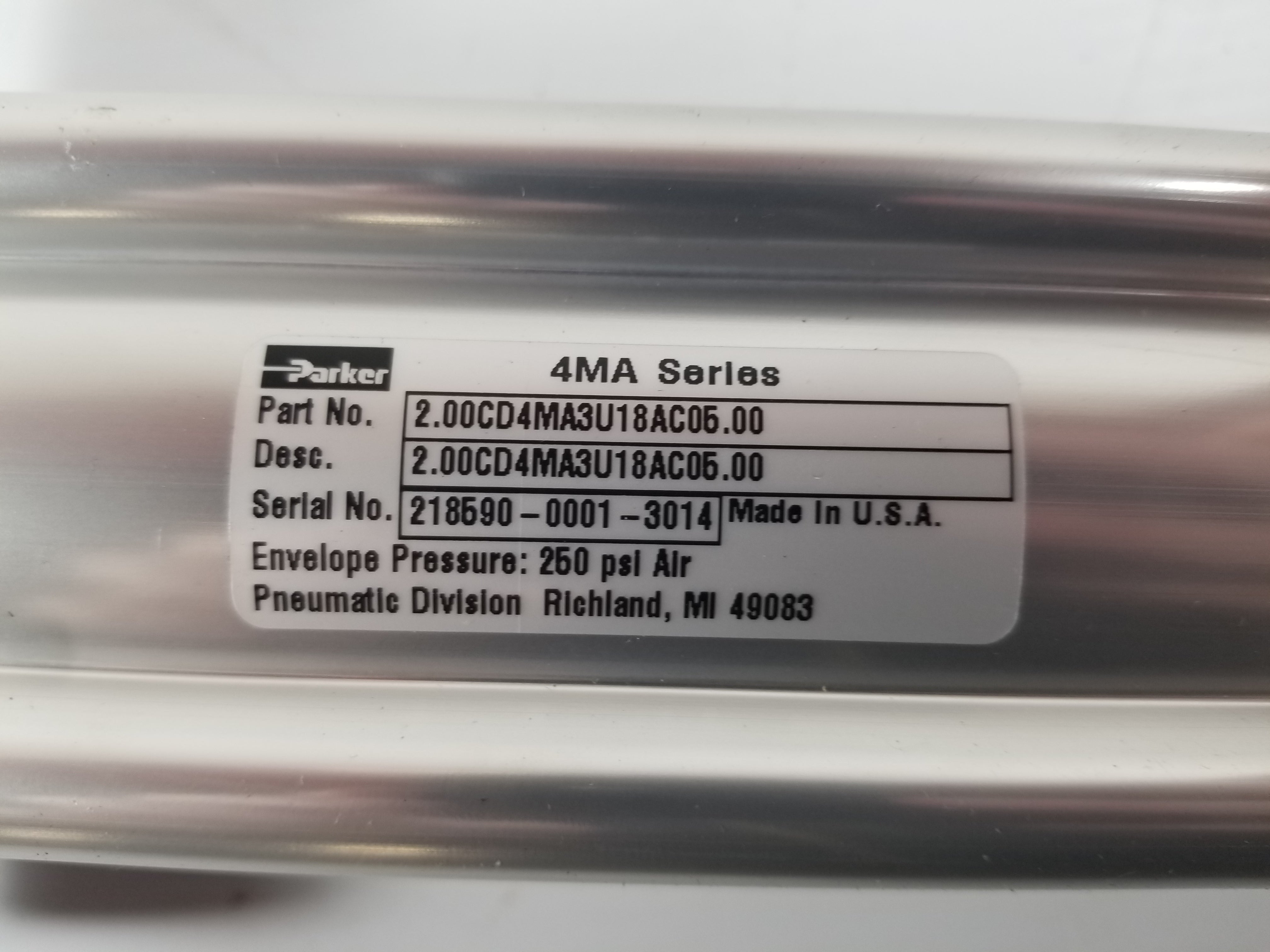 Parker 2.00CD4MA3U18AC05.00 250PSI Pneumatic Cylinder