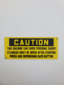 Caution Yellow Metal Adhesive Sign 5"L x 2"W (Lot of 15)