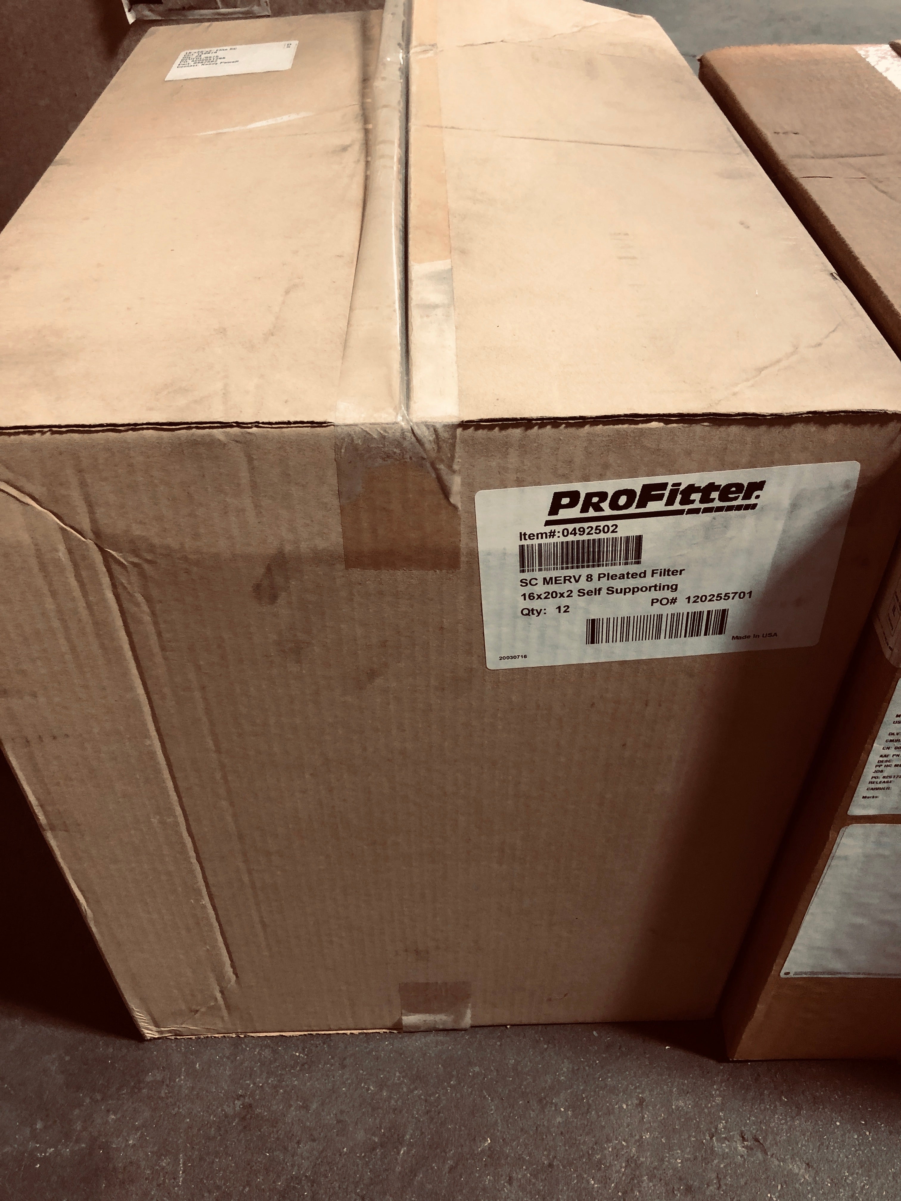 ProFitter Pleated Filter 16 x 20 x 2 Self Supporting 0492502 (Case of 12)