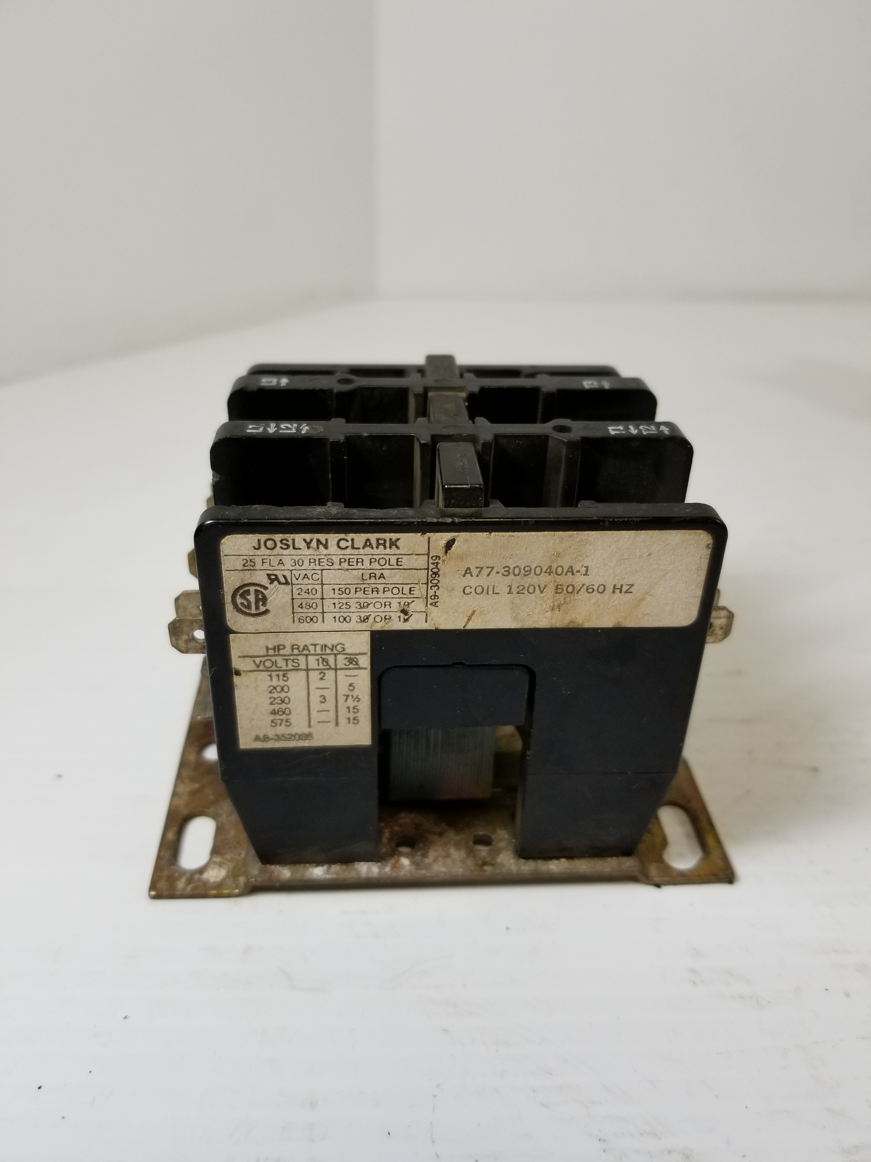 Joslyn Clark A77-309040A-1 Contactor 120V Coil
