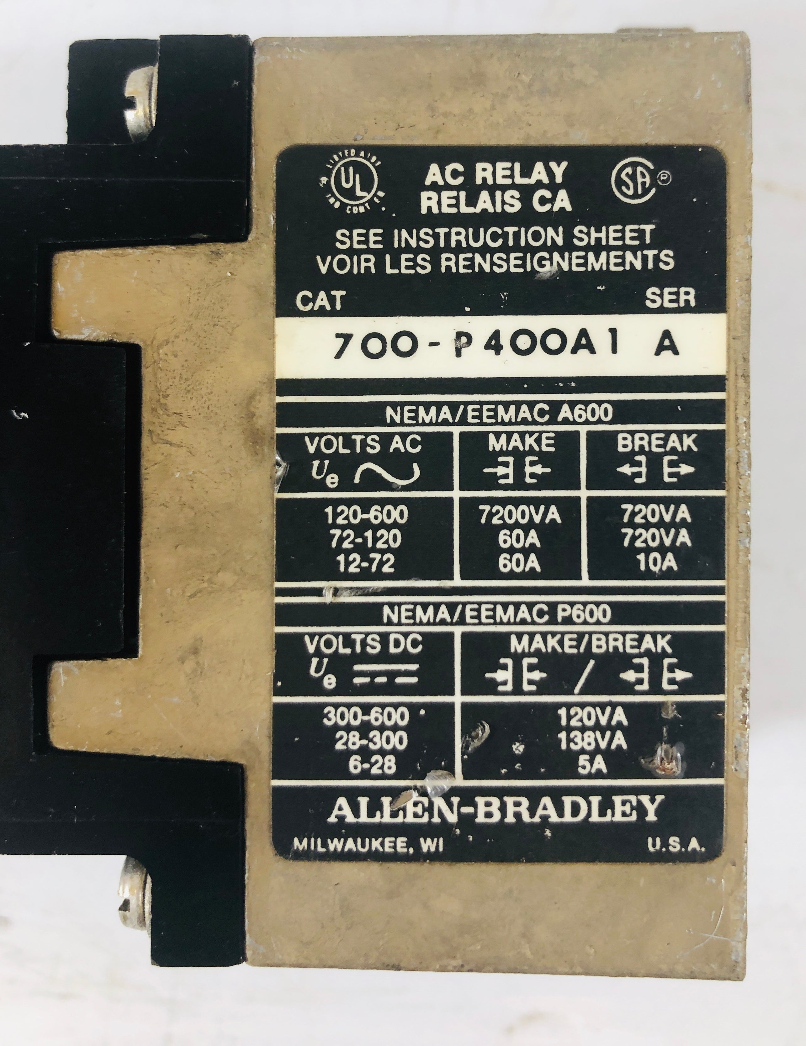 Allen-Bradley 700-P400A1 Relay Series A