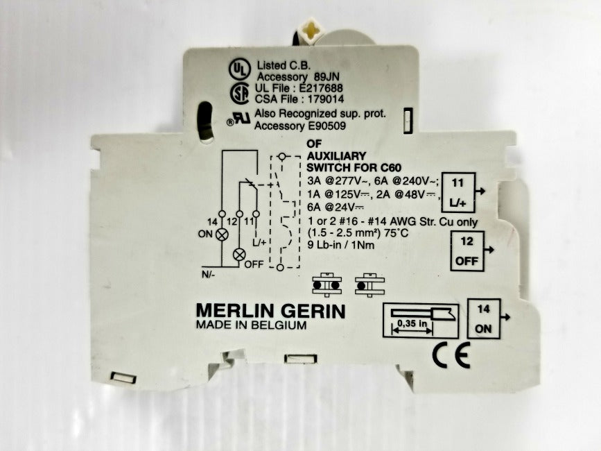 Merlin Gerin C10A 2-Pole Circuit Breaker 240V with Auxiliary Switch C60 60144