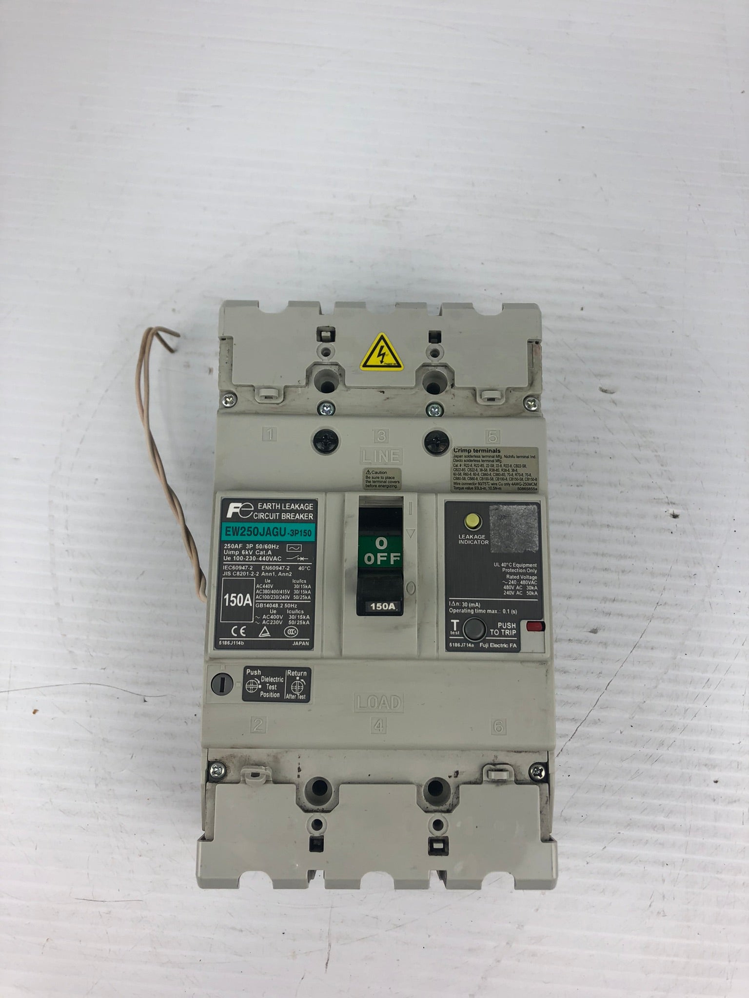 Fuji Electric EW250JAGU-3P150 Earth Leakage Circuit Breaker 150 A 3 Pole