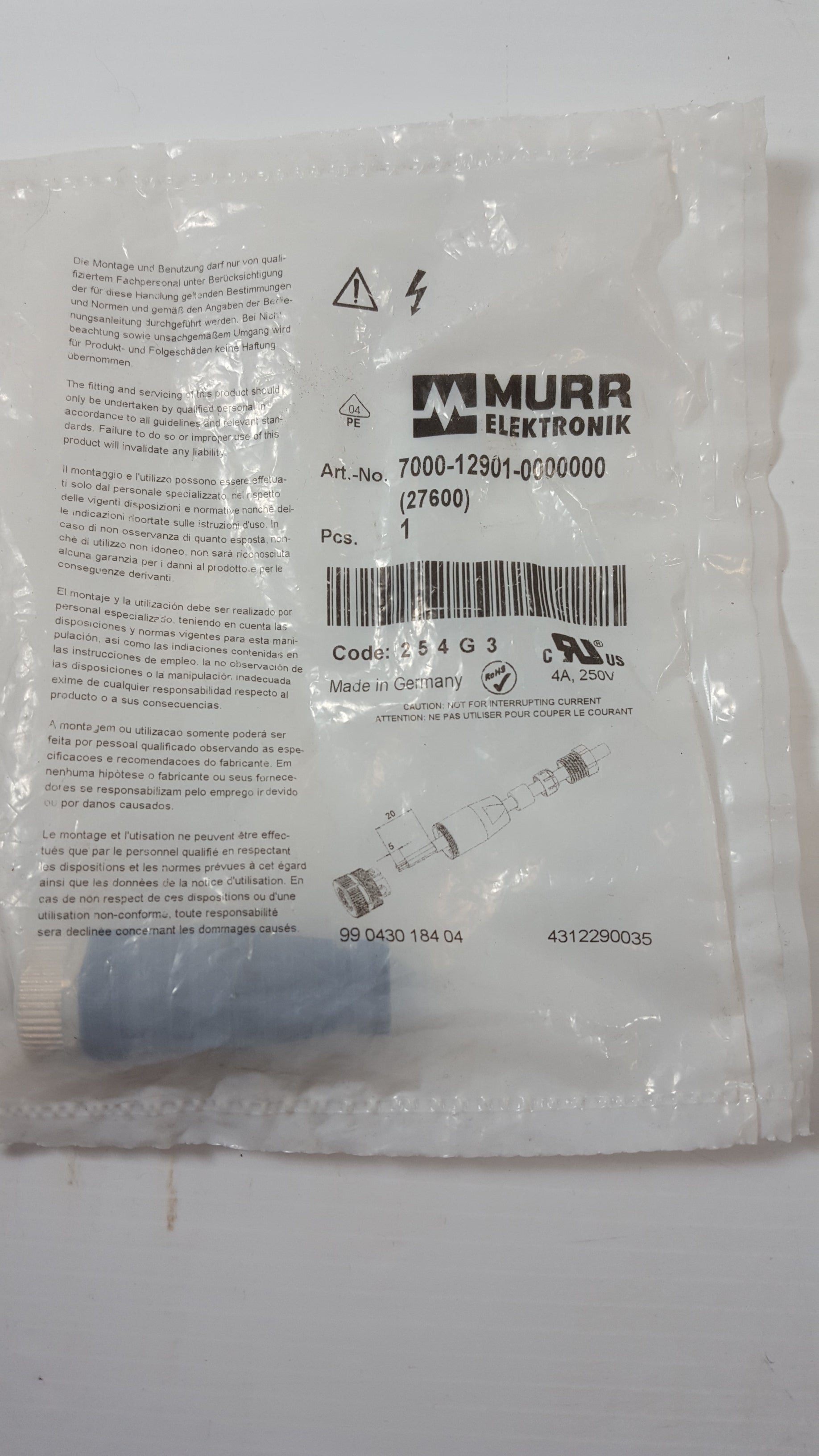 Murr Elektronik 7000-12901-0000000 Female Straight Wireable Screw Terminal
