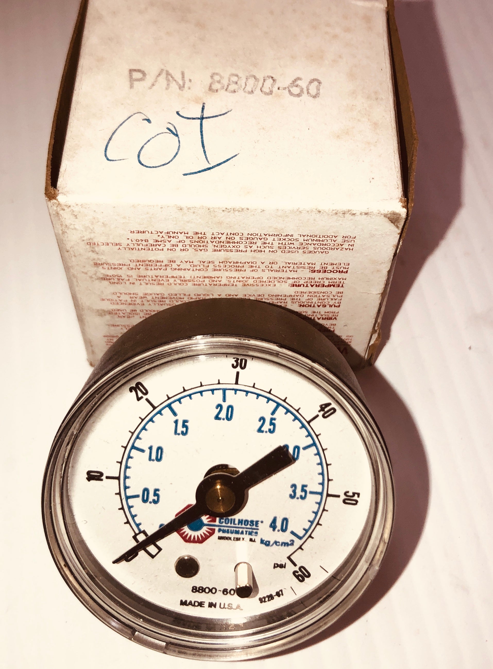 Coilhose Pneumatics 8800-60 2” Dial Gauge 0-60 PSI