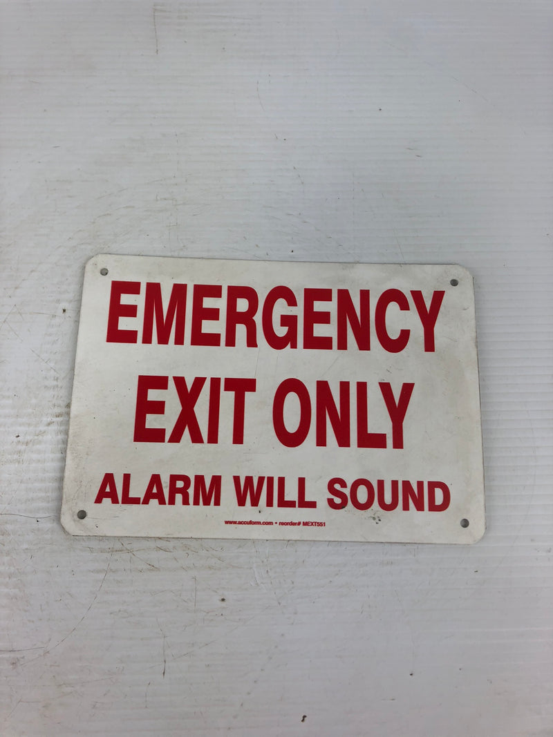 Accuform 119894P Plastic Sign Emergency Exit Only Alarm Will Sound 10x7" MEXT551