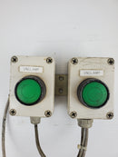 Industrial Push Button Switch Green "Unclamp" Pushbutton - 2 Buttons on Mount