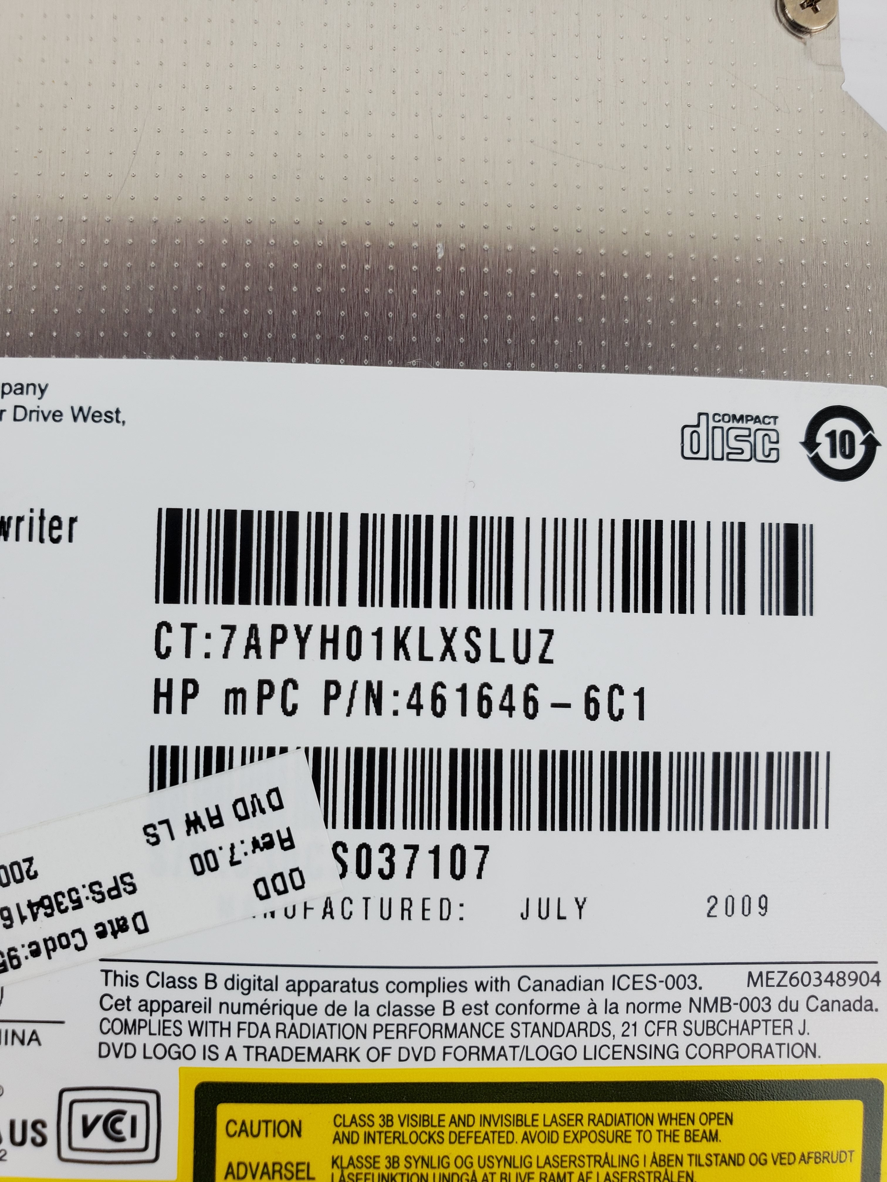 HP 461646-6C1 Super Multi DVD Rewriter Drive GT20L