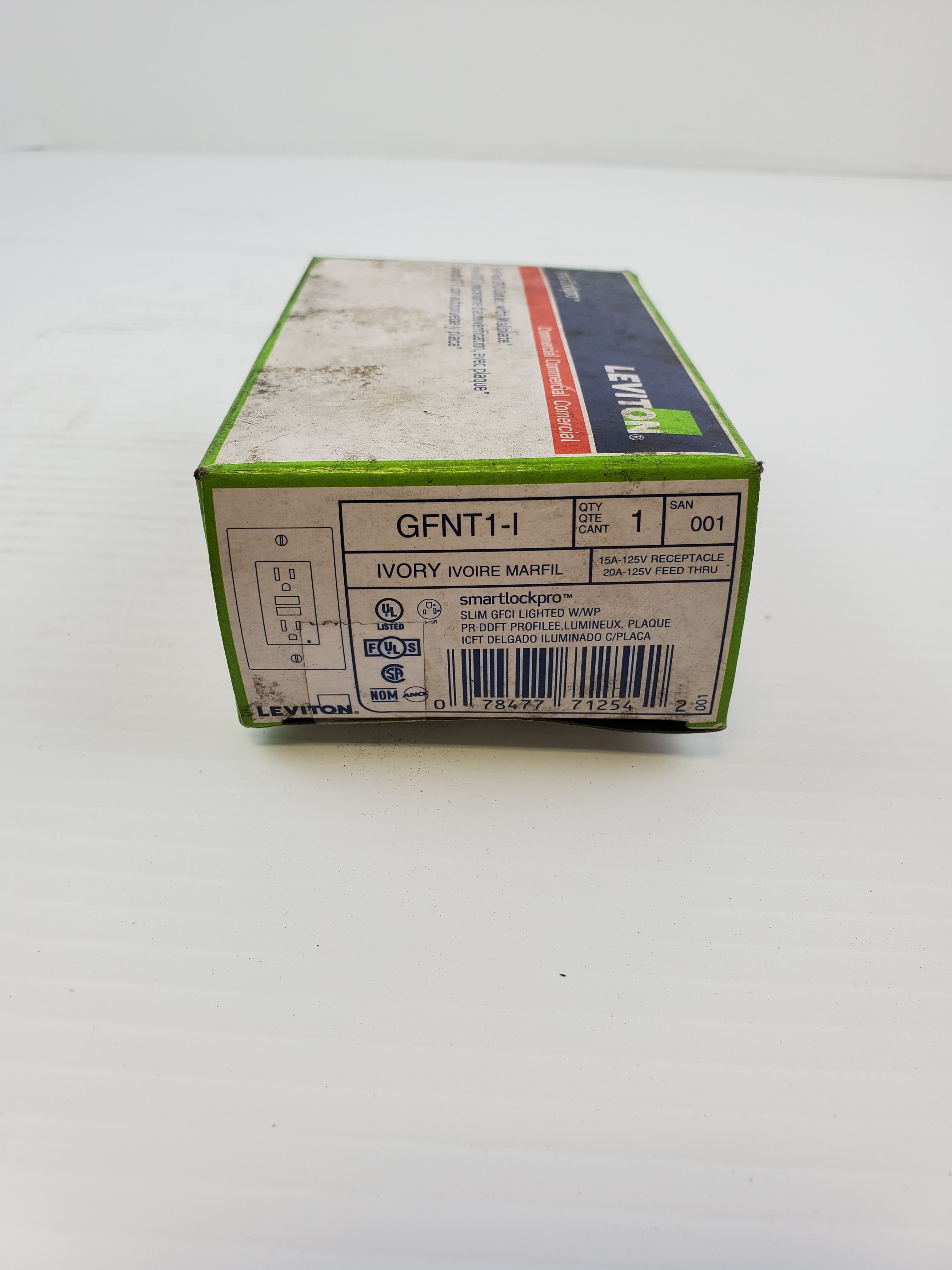 Leviton GFNT1-I Ivory Smart Lock Pro Slim GFCI Lighted W/WP