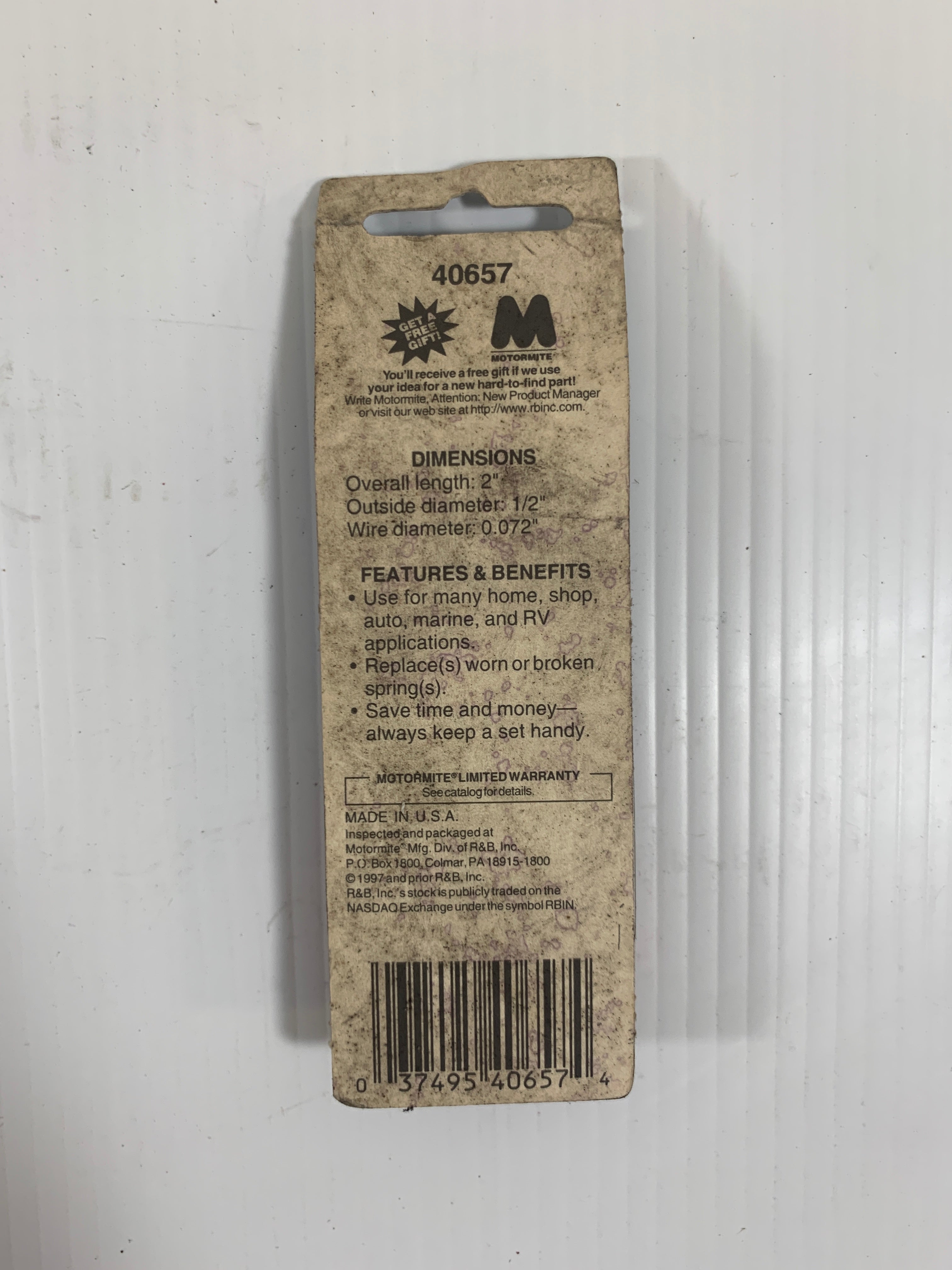 Motormite Extension Spring 40657 2"