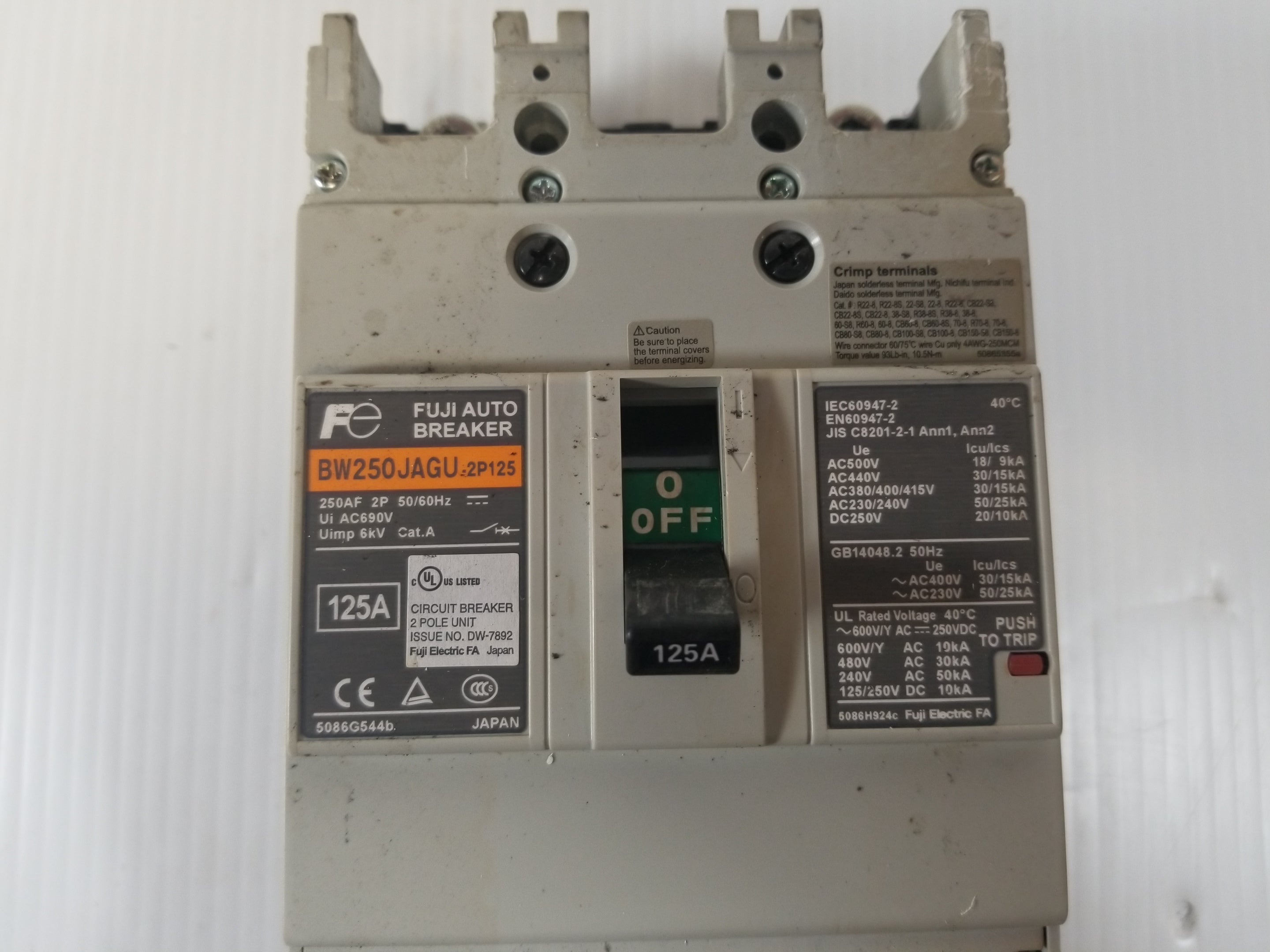 Fuji BW250JAGU-2P125 2-Pole 125A Circuit Breaker