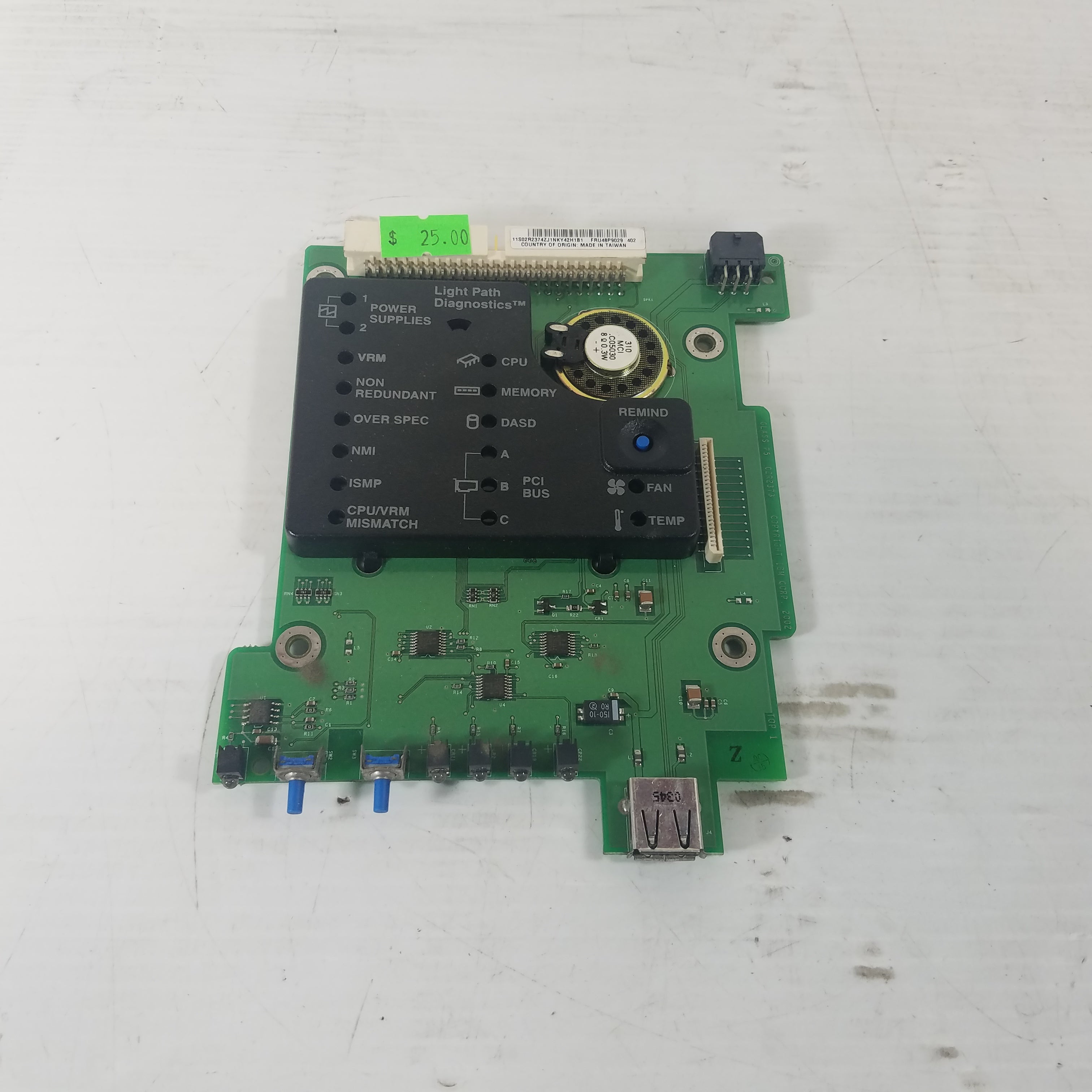 IBM xSeries 345 Panel Lights and Light Path Diagnostics Board 48P9029