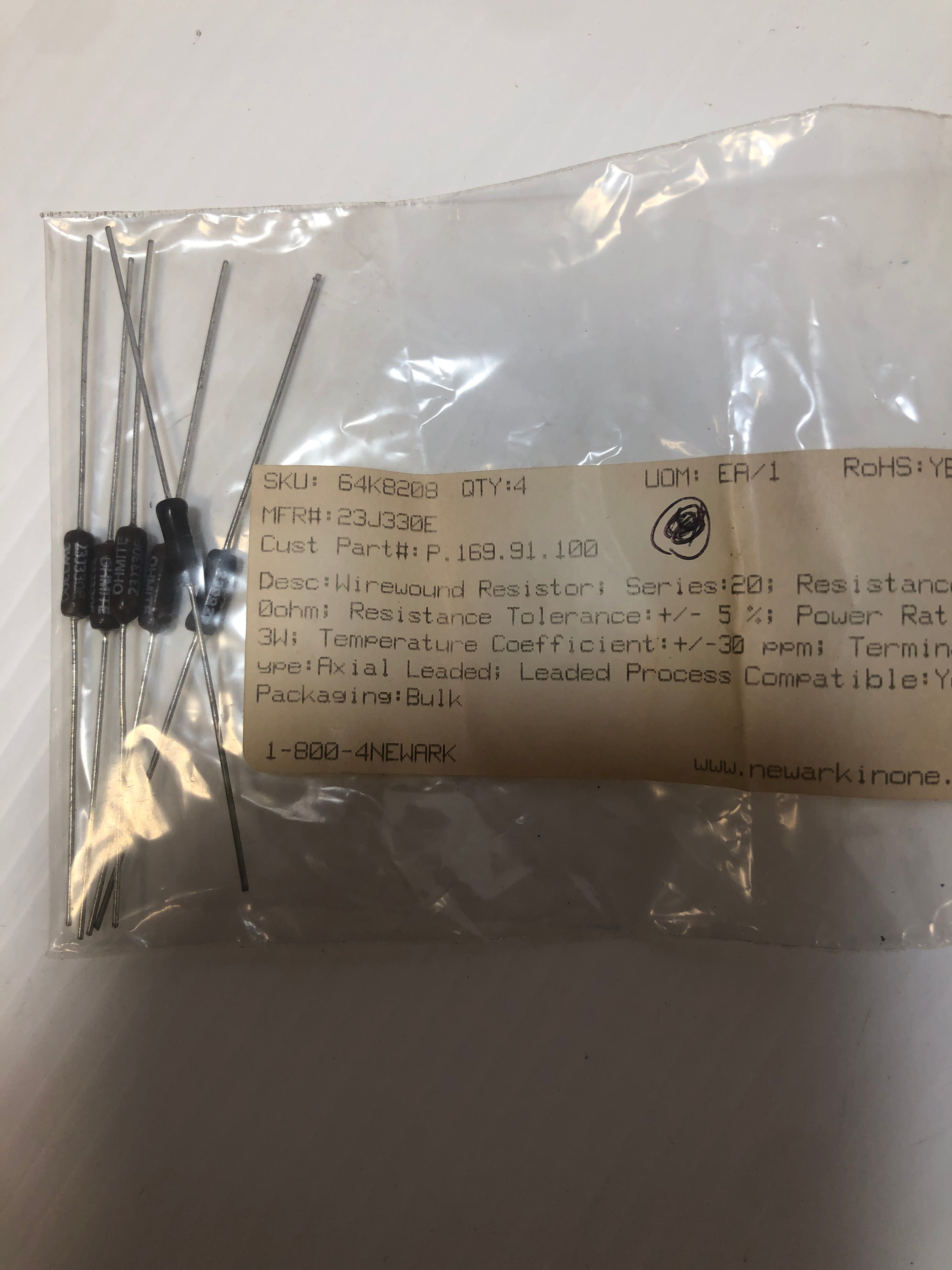 Ohmite Resistor 64K8208 23J330E 330Ω 3W - Lot of 6