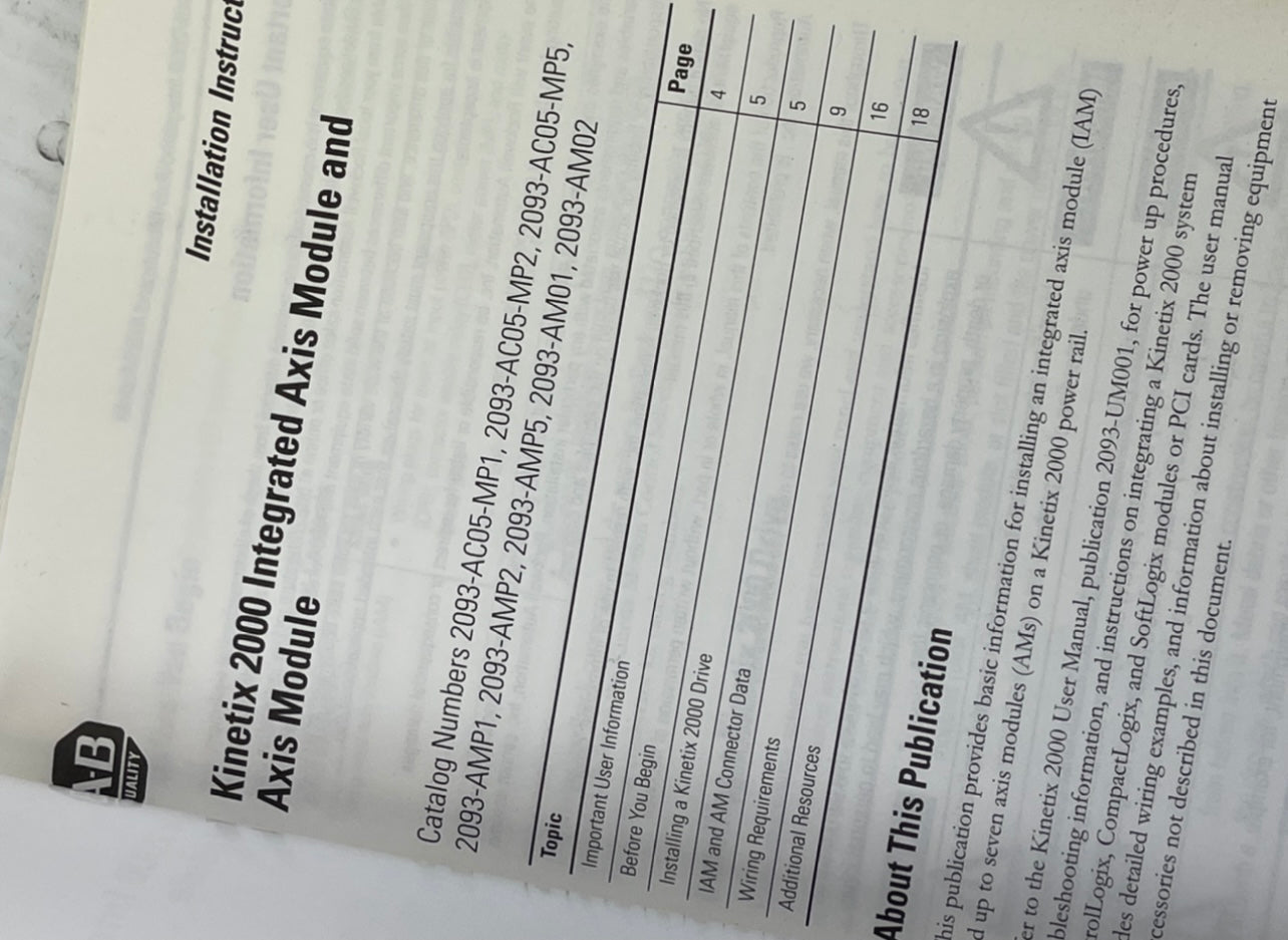 Allen-Bradley Kinetix 2000 Axis Module Installation Instructions Publication