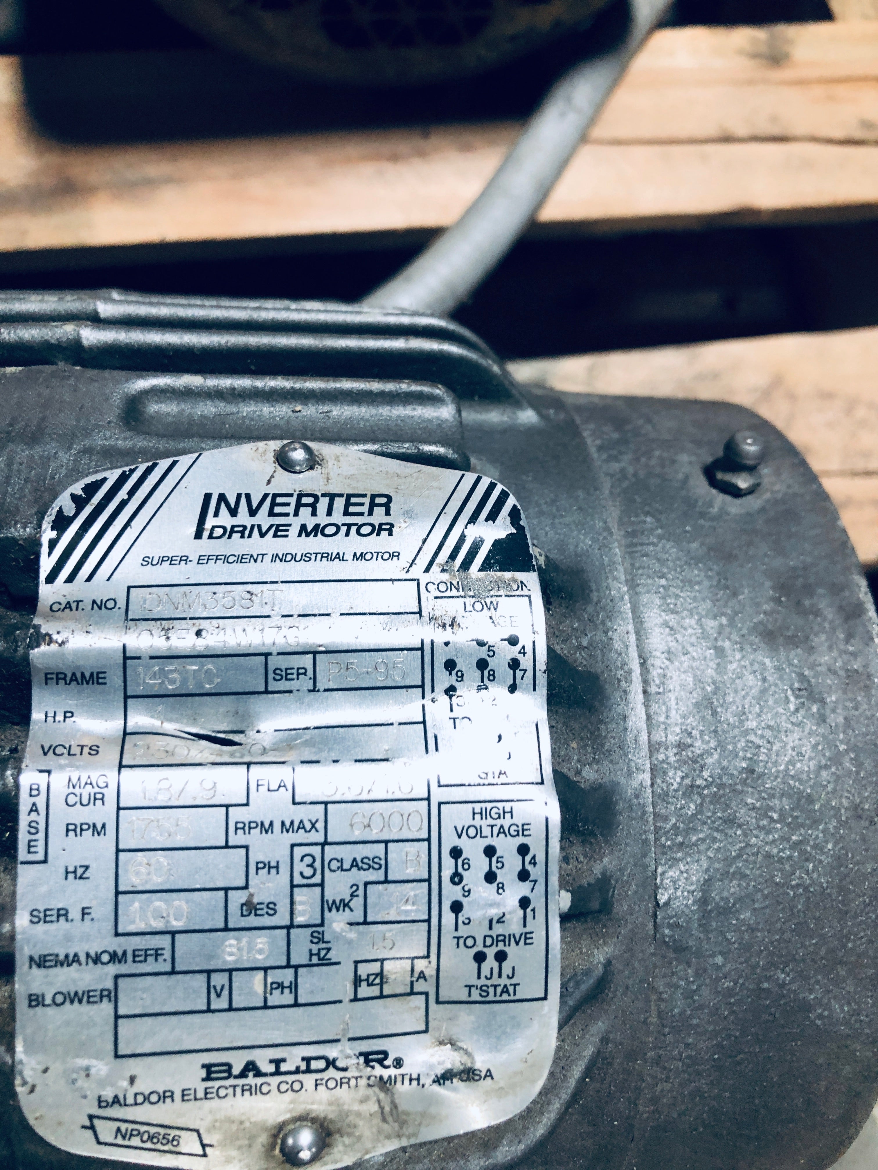 Baldor IDNM3581T Inverter Drive Motor 3 PH 143TC 1 HP 230/460V 1755 RPM