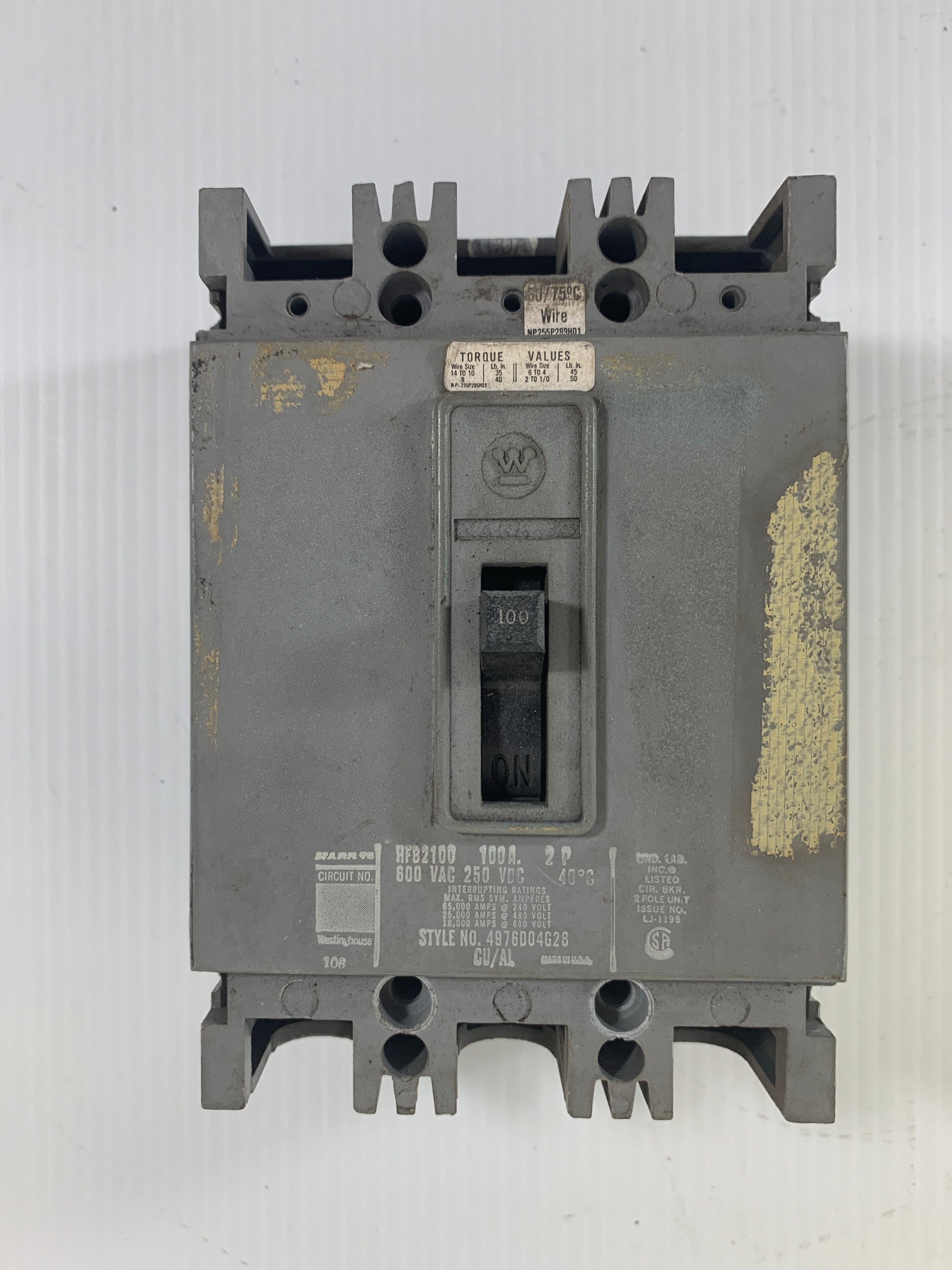 Westinghouse HFB2100 Circuit Breaker 100 Amp