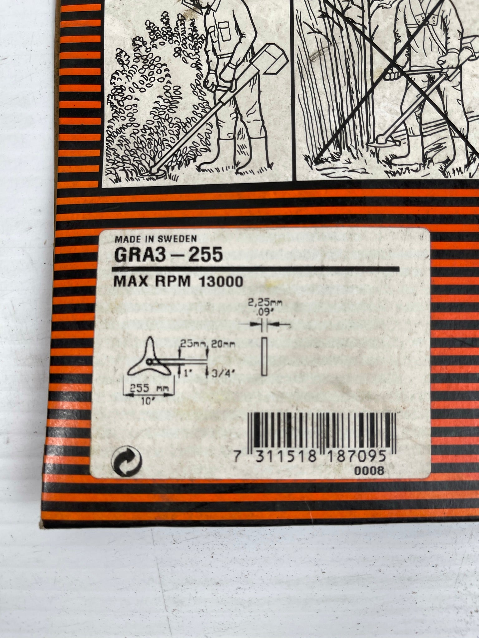 Sandvik Windsor Grass Blade GRA3-255 Max RPM 13000