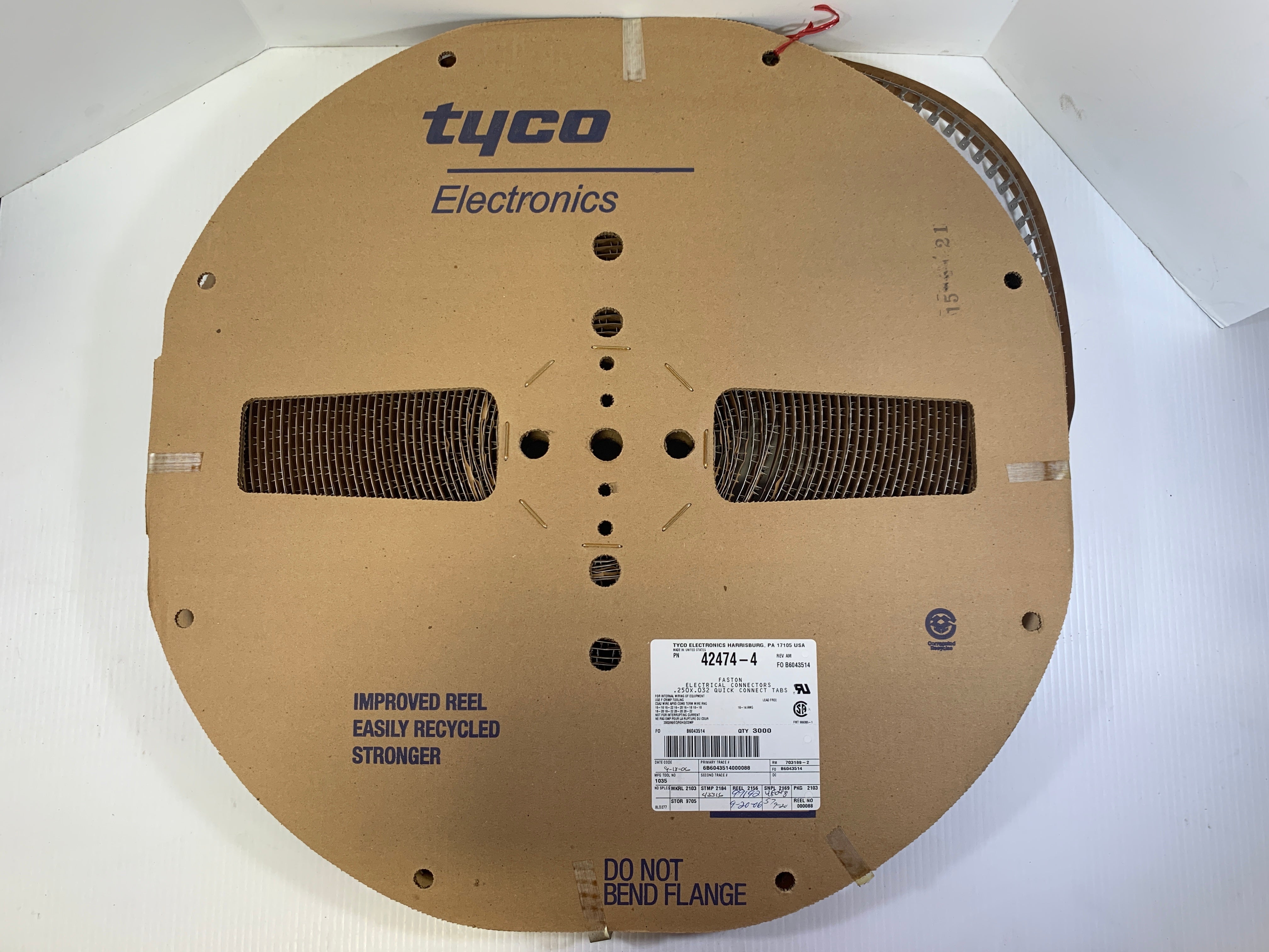 Tyco Quick Connect Tab 42474-4 .250x.032 - Box of 4 Rolls