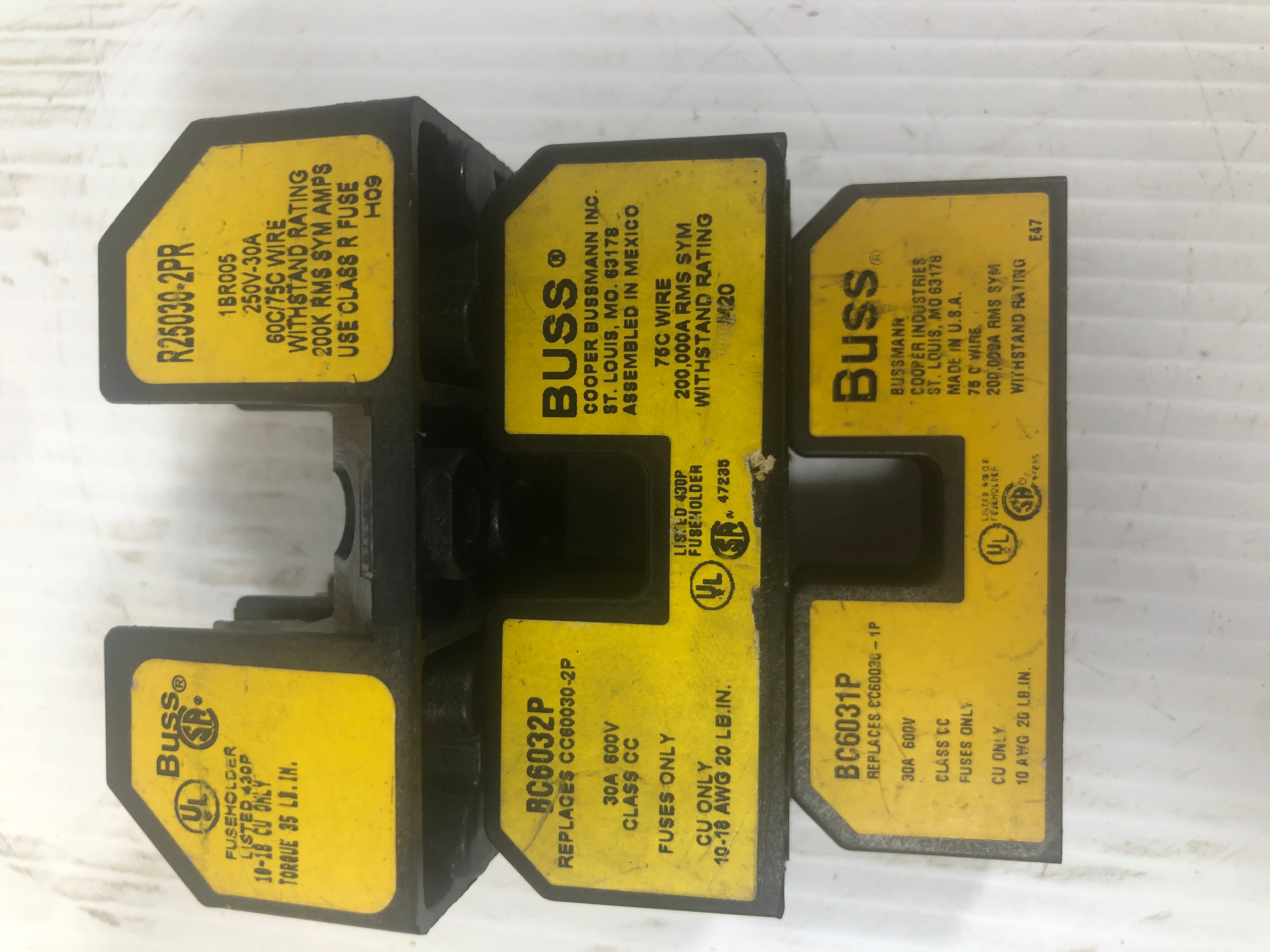 Buss BC6031P BC6032P R25030-2PR Fuse Holder - Lot of 3