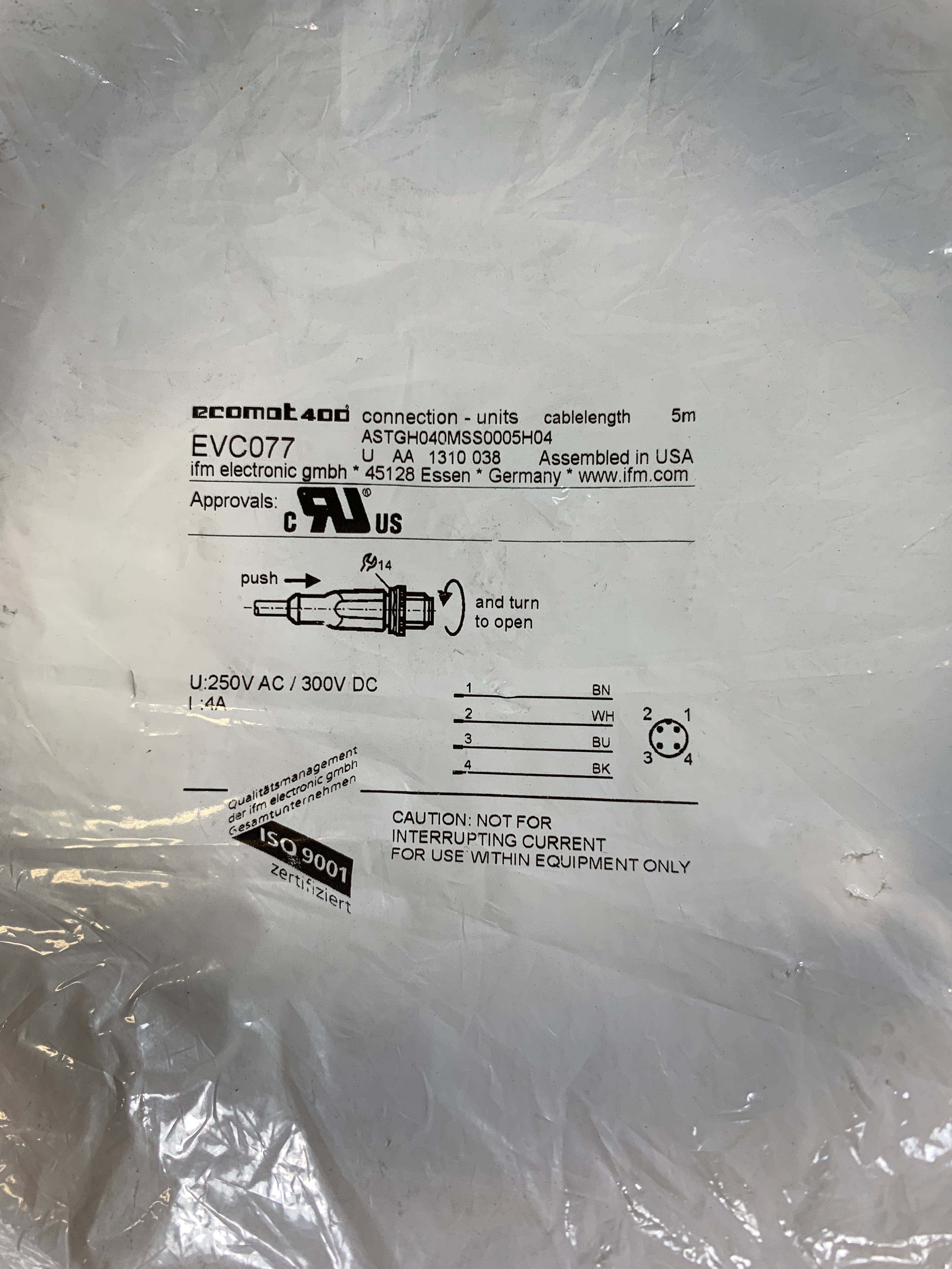 IFM Ecomat Connection Unit EVC077 Cable 5m