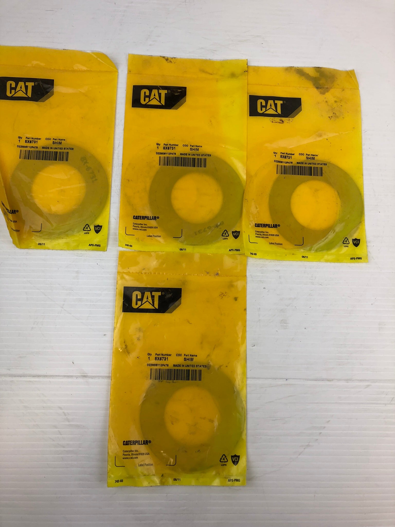 Caterpillar 8X6731 Shim CAT 8X-6731 - Lot of 4