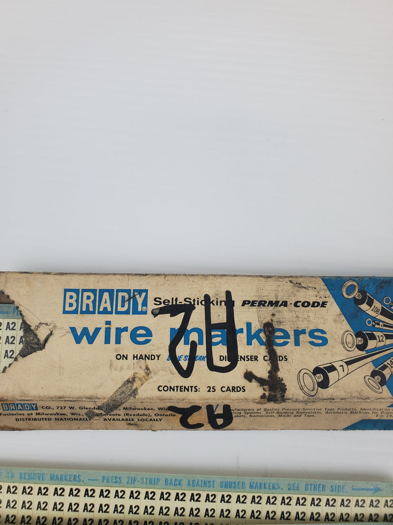 Brady Self Sticking Perma Code Wire Markers - Blue A2 (Box of 9)