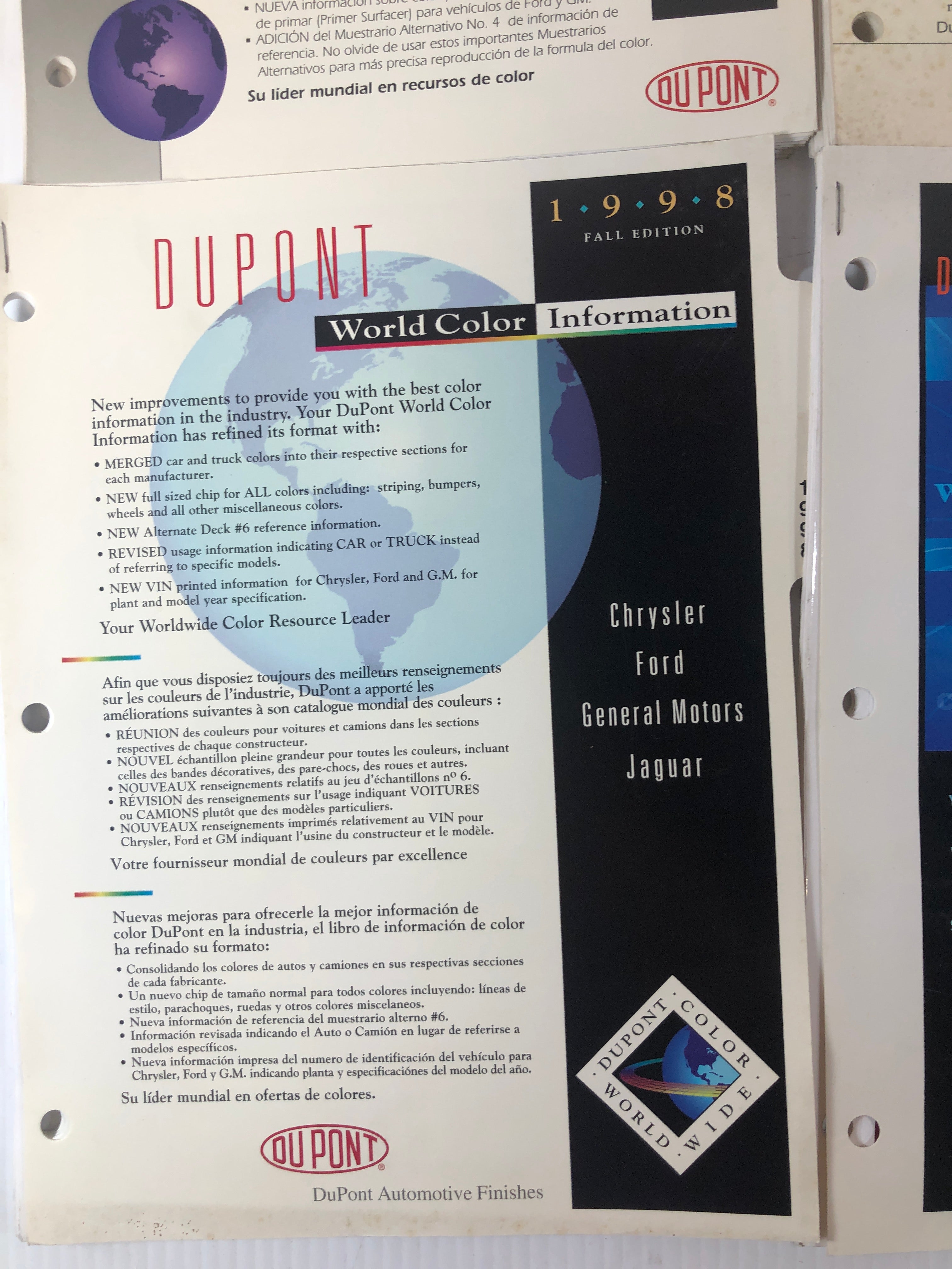 Dupont World Color Information 1996 Domestic and Import and 1998 & 99 Domestic