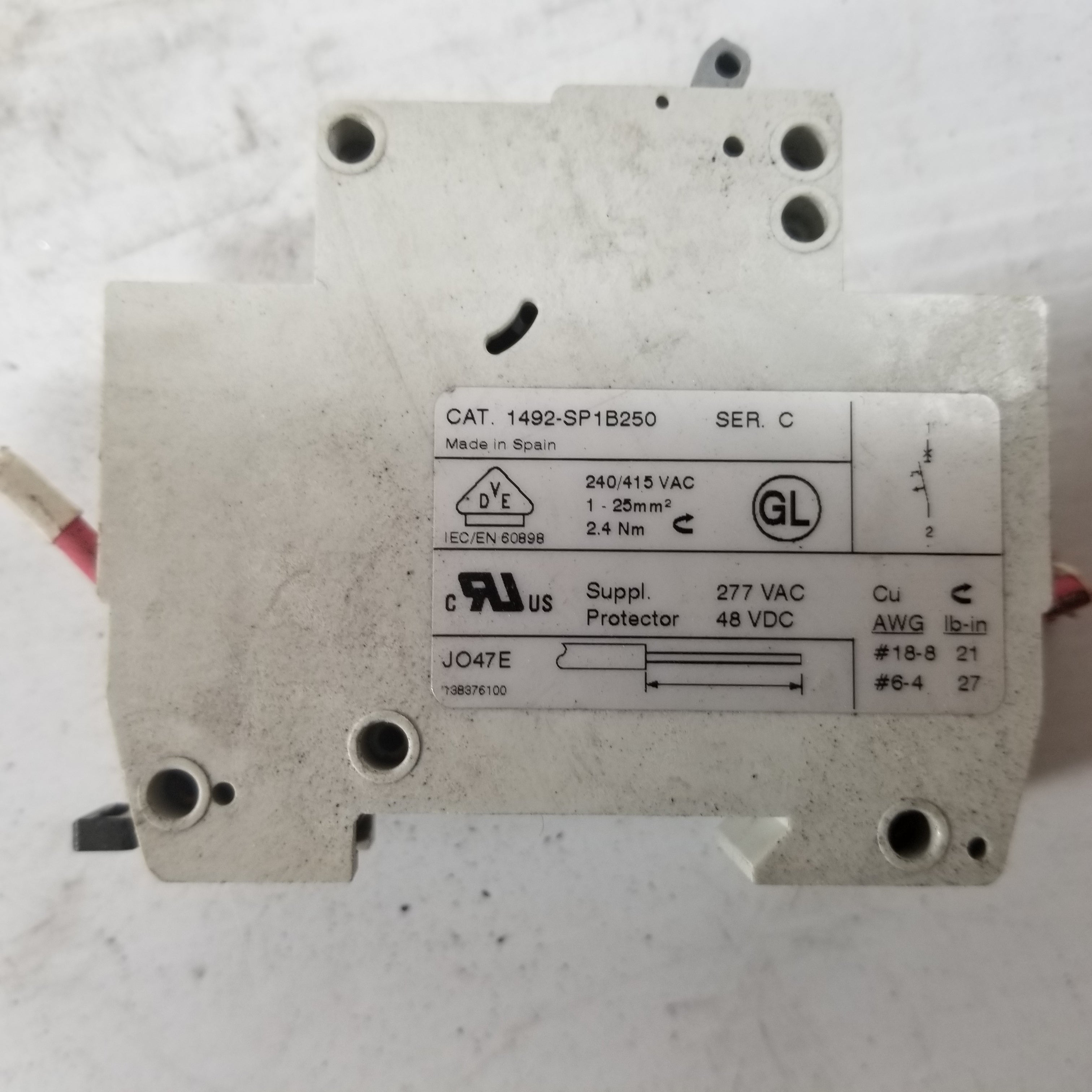 Allen-Bradley 1492-SP1B250 Circuit Breaker with ASPH3 Contact Block - Lot of 6