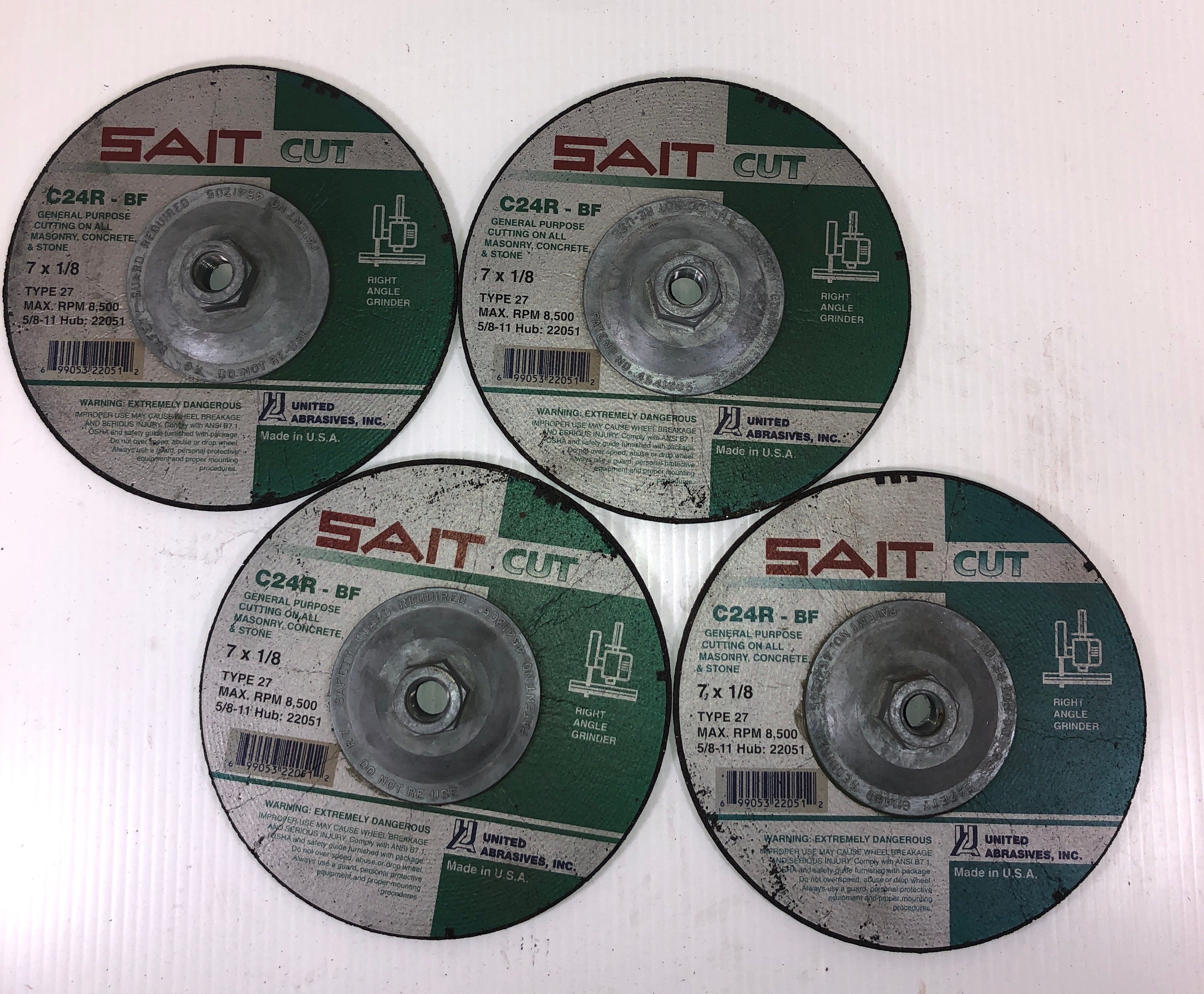 Sait Cut 7" x 1/8" General Purpose Grinding Wheel C24R-BF (Lot of 4)