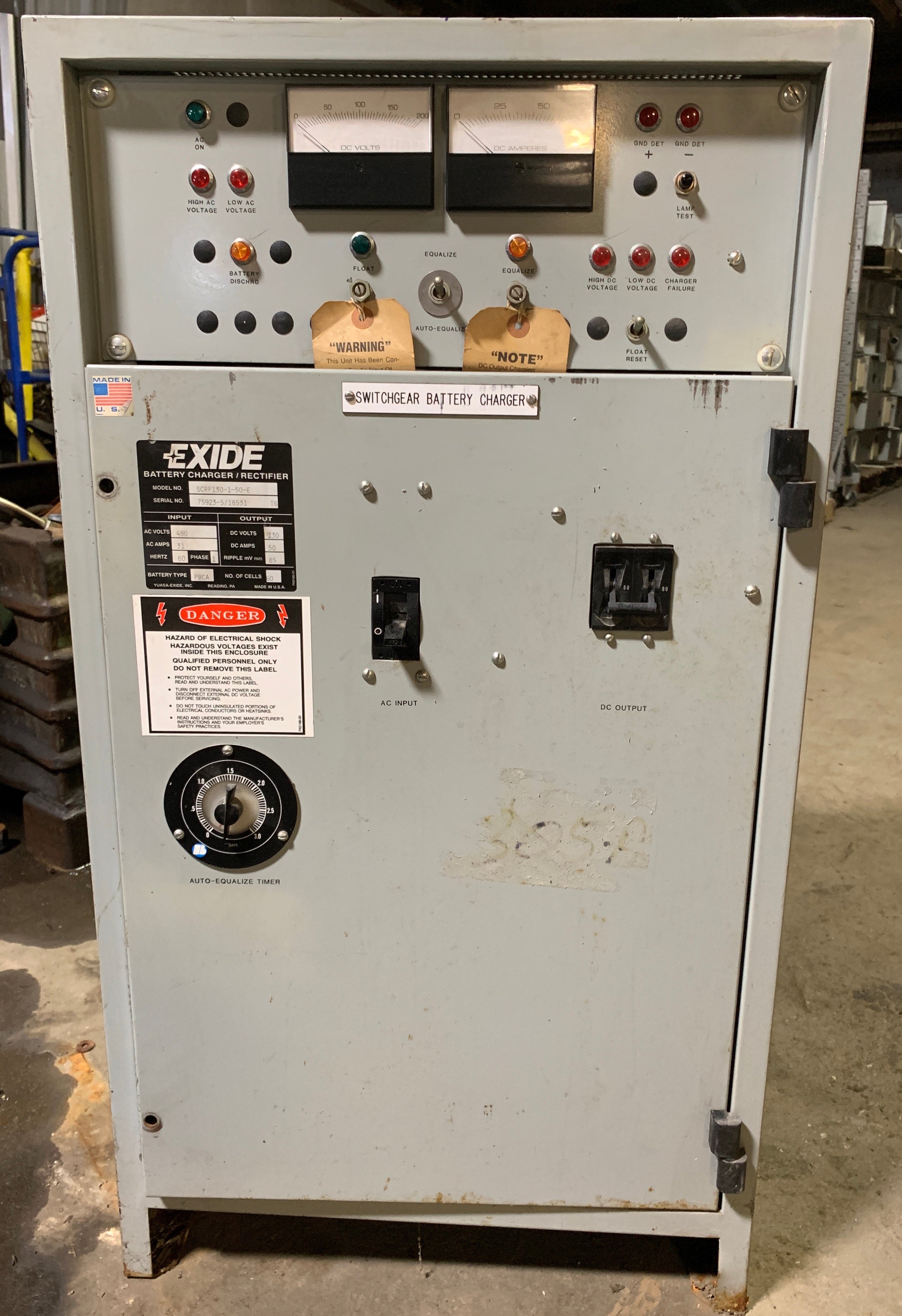 Exide SCRF130-1-50-E Charger Rectifier 480V 31 Amps 1 Phase