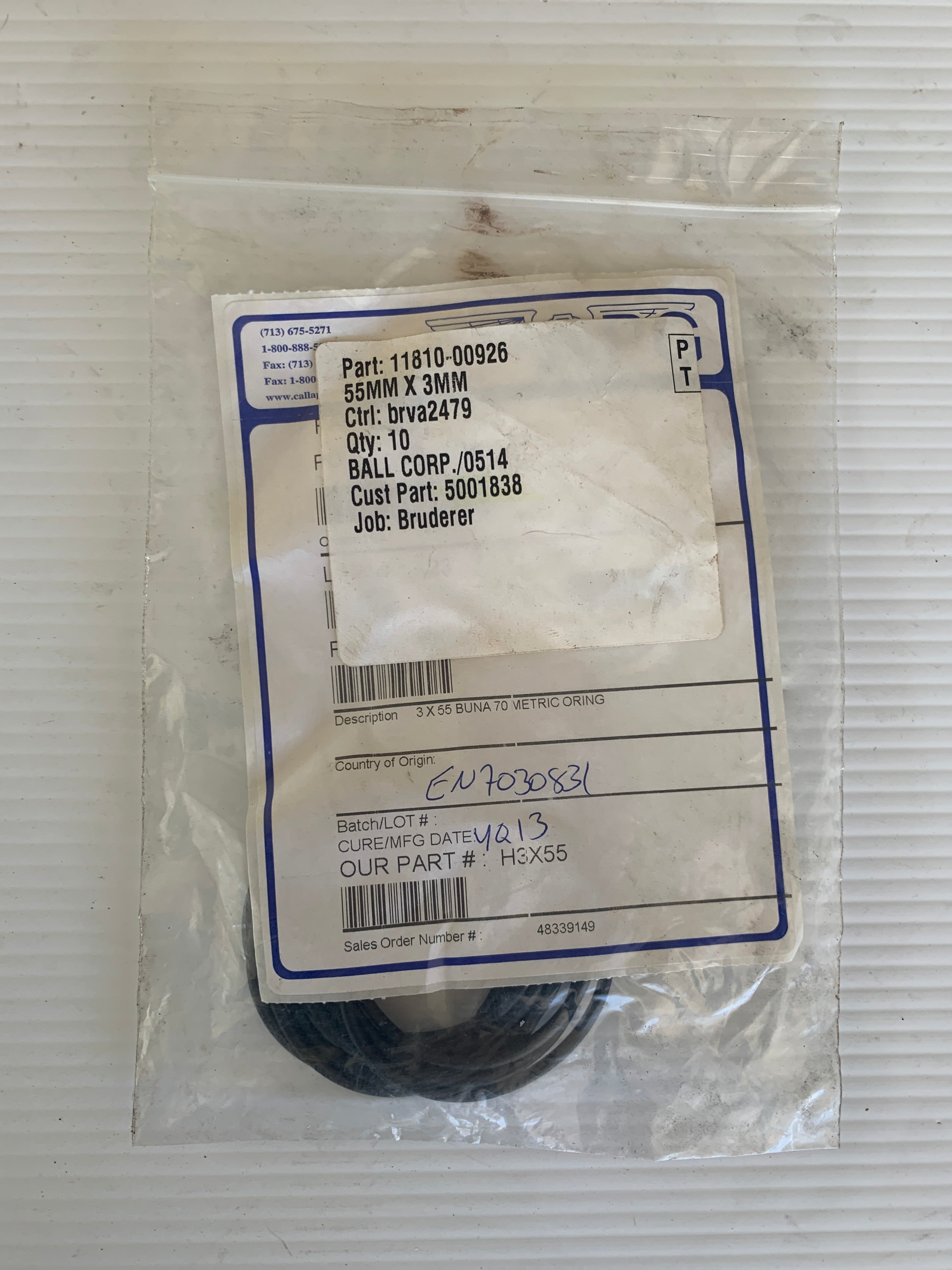 APG 3 x 55 Buna 70 Metric O-ring H3X55 Package of 10