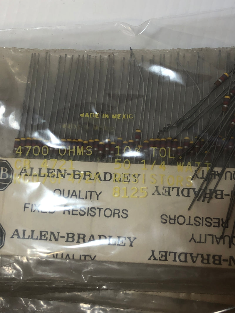 Allen-Bradley Resistor 4700 OHMS 10% Tol CB 4721 1/4 Watt RCO7GF472K Lot of 550