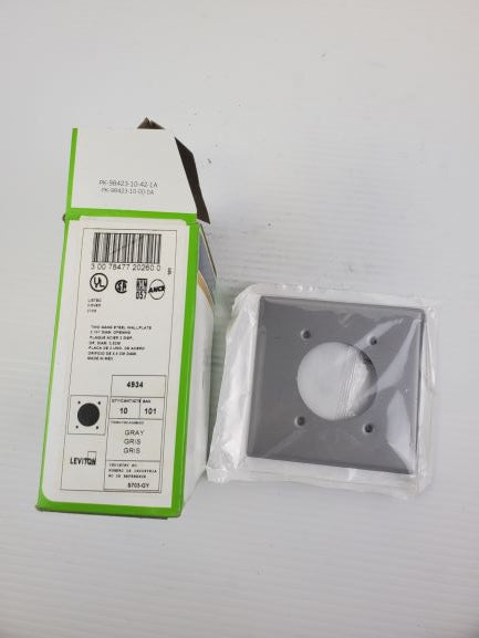 Leviton 4934-101 Two Gang Steel Wallplate 2.147 Diam. Opening 4934 (Box of 6)