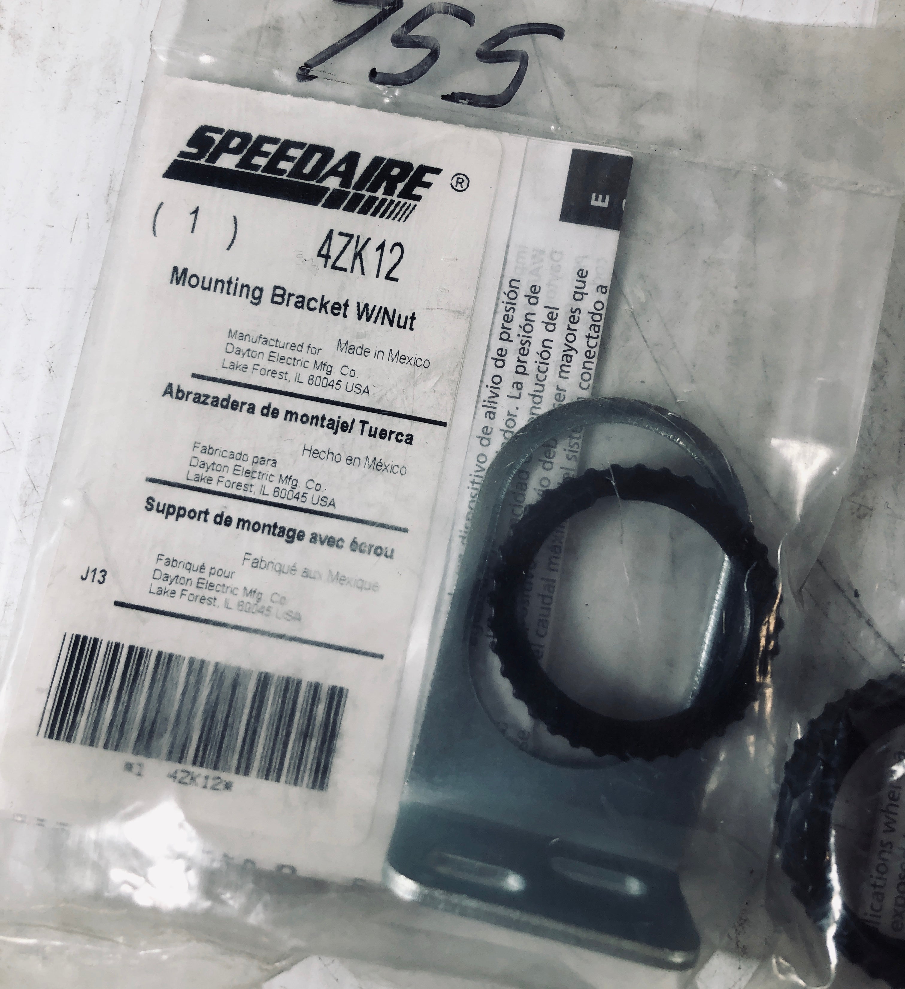 Speedaire Mounting Bracket with Nut 4ZK12 (Lot of 2)