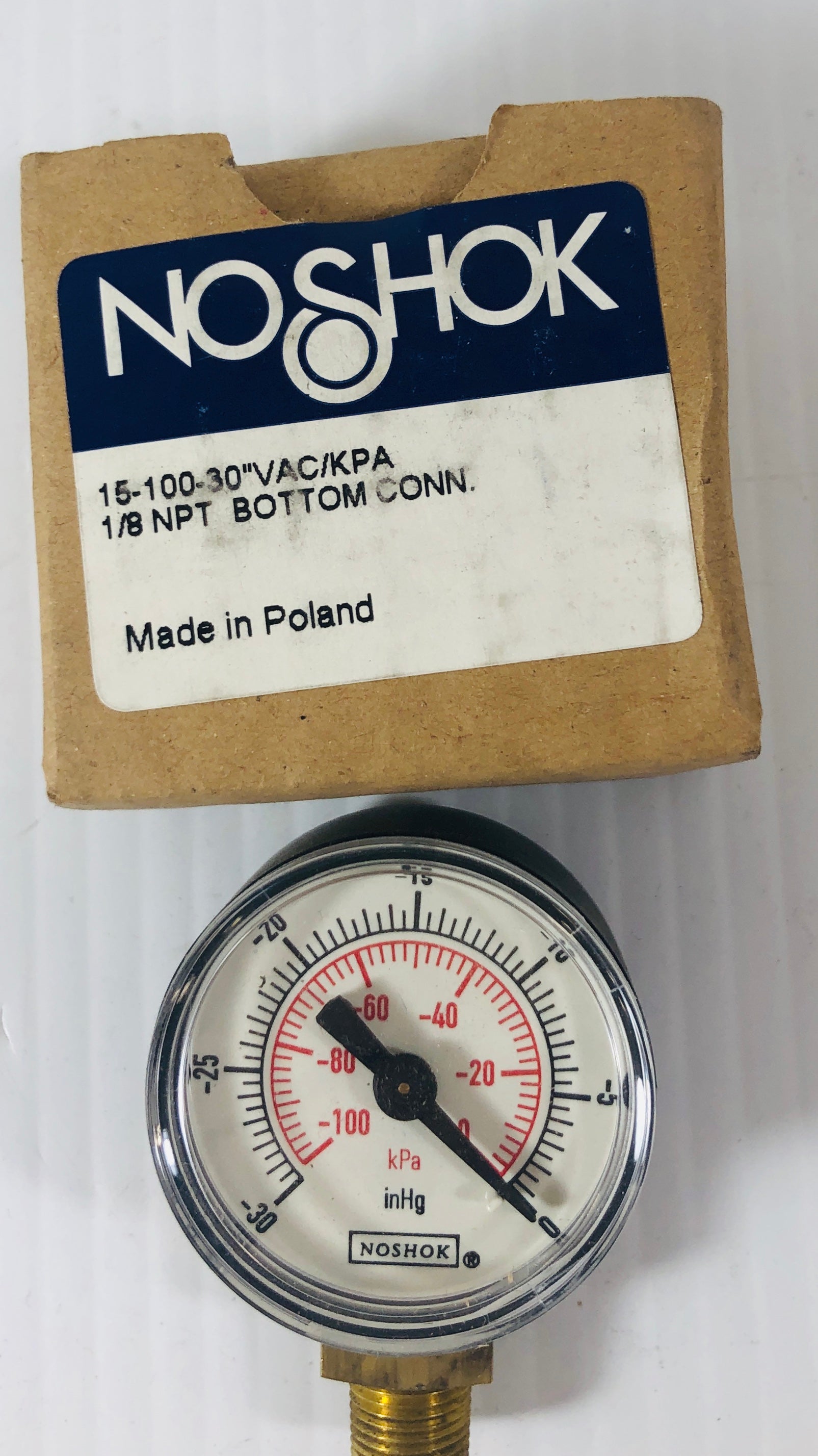 NoShok Gauge 15-100-30ZVAC/KPA 1/8 NPT Bottom Connect