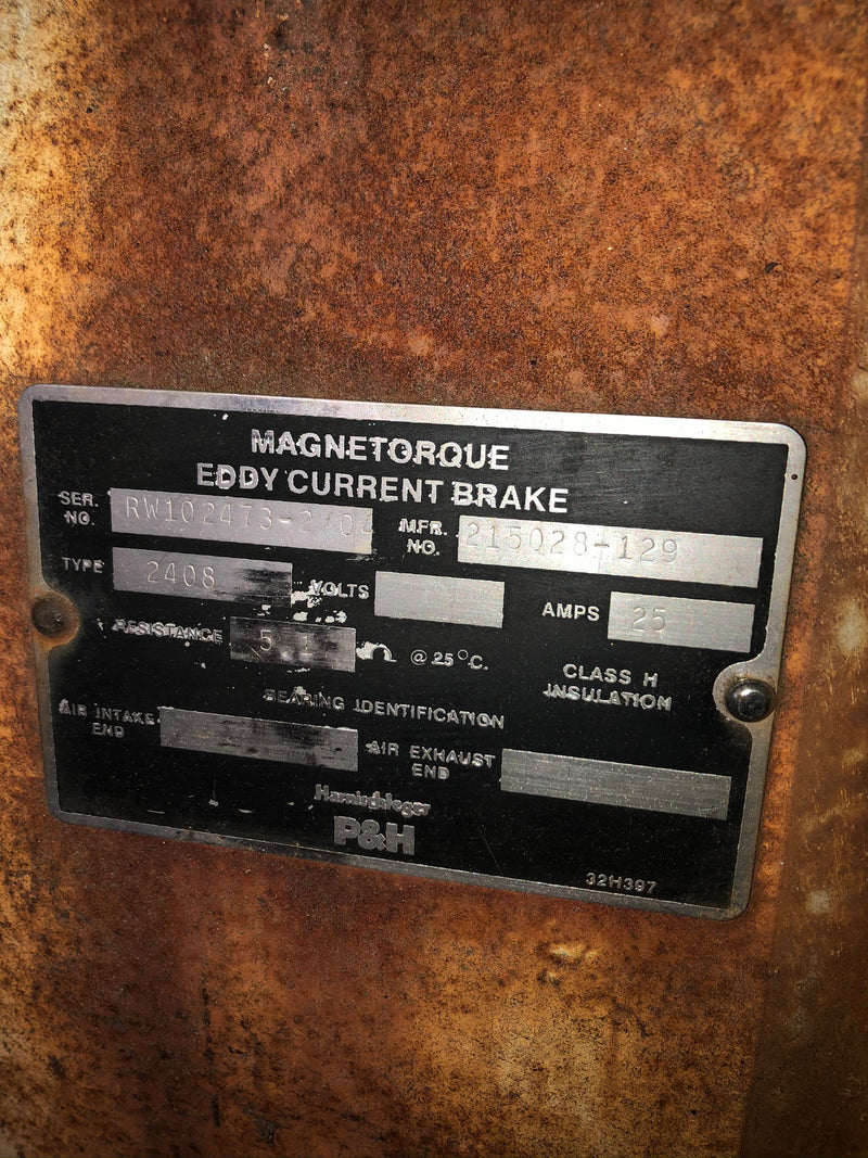 P&H Harnischfeger Magnetorque 2408 Eddy Current Brake 25A 215028-129
