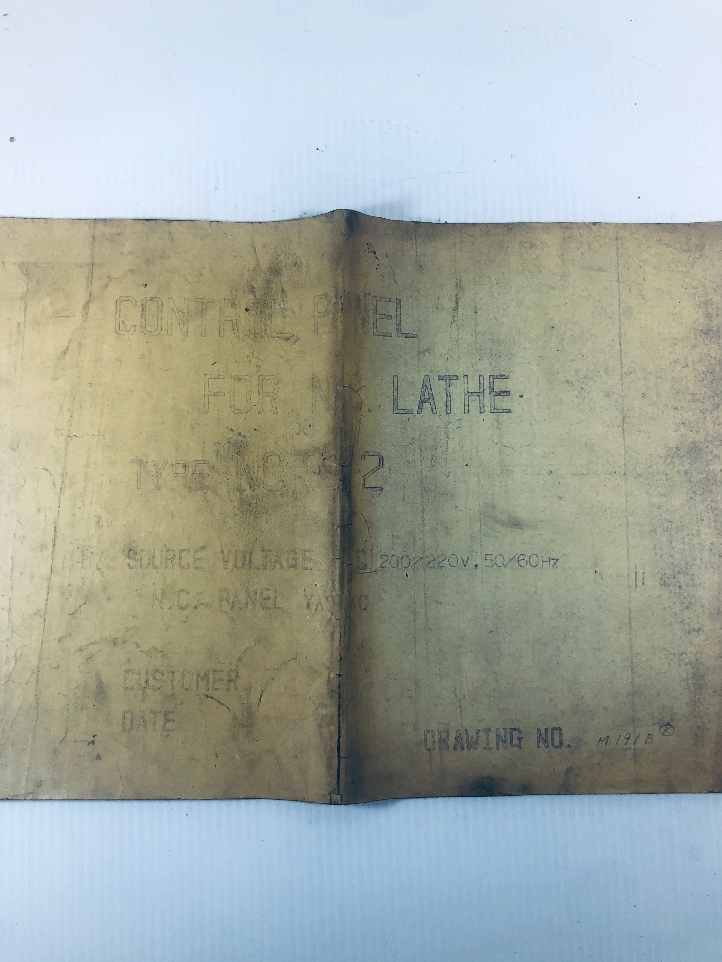 Yaskawa Drawing M191B Control Panel For NC Lathe A.C. Magnetics