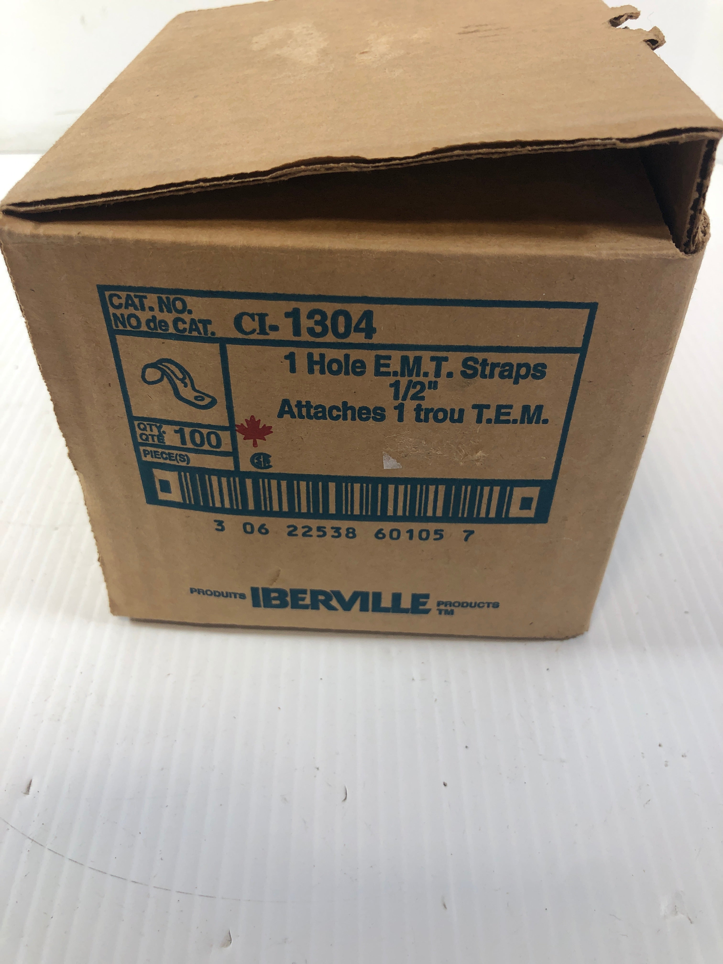 Iberville 1 Hole E.M.T. Straps 1/2" CI-1304 - Box of 200