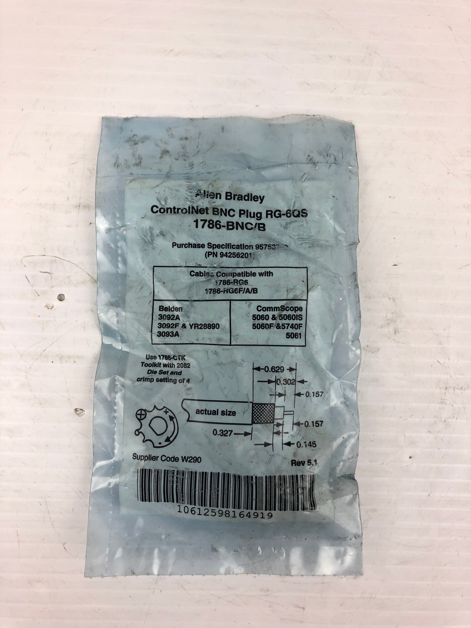 Allen-Bradley 1786-BNC/B ControlNet BNC Plug RG-6QS (94256201)