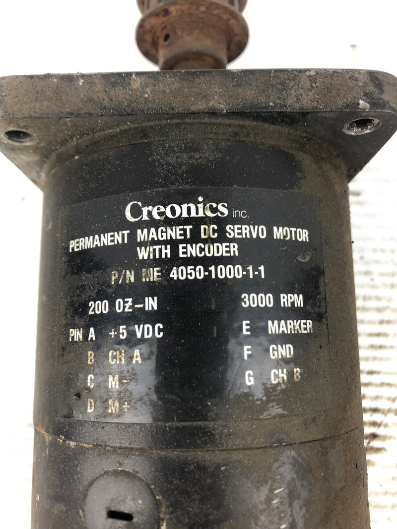 Creonics ME 4050-1000-1-1 Permanent Magnet DC Servo Motor with Encoder 3000 RPM