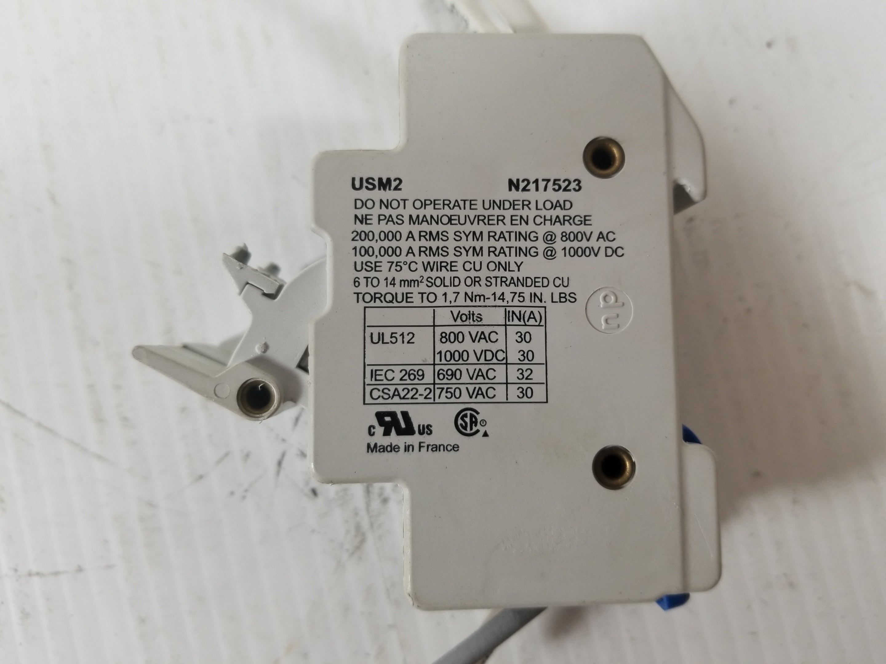 Ferraz Shawmut USM2 2-Pole 800V Fuse Holder