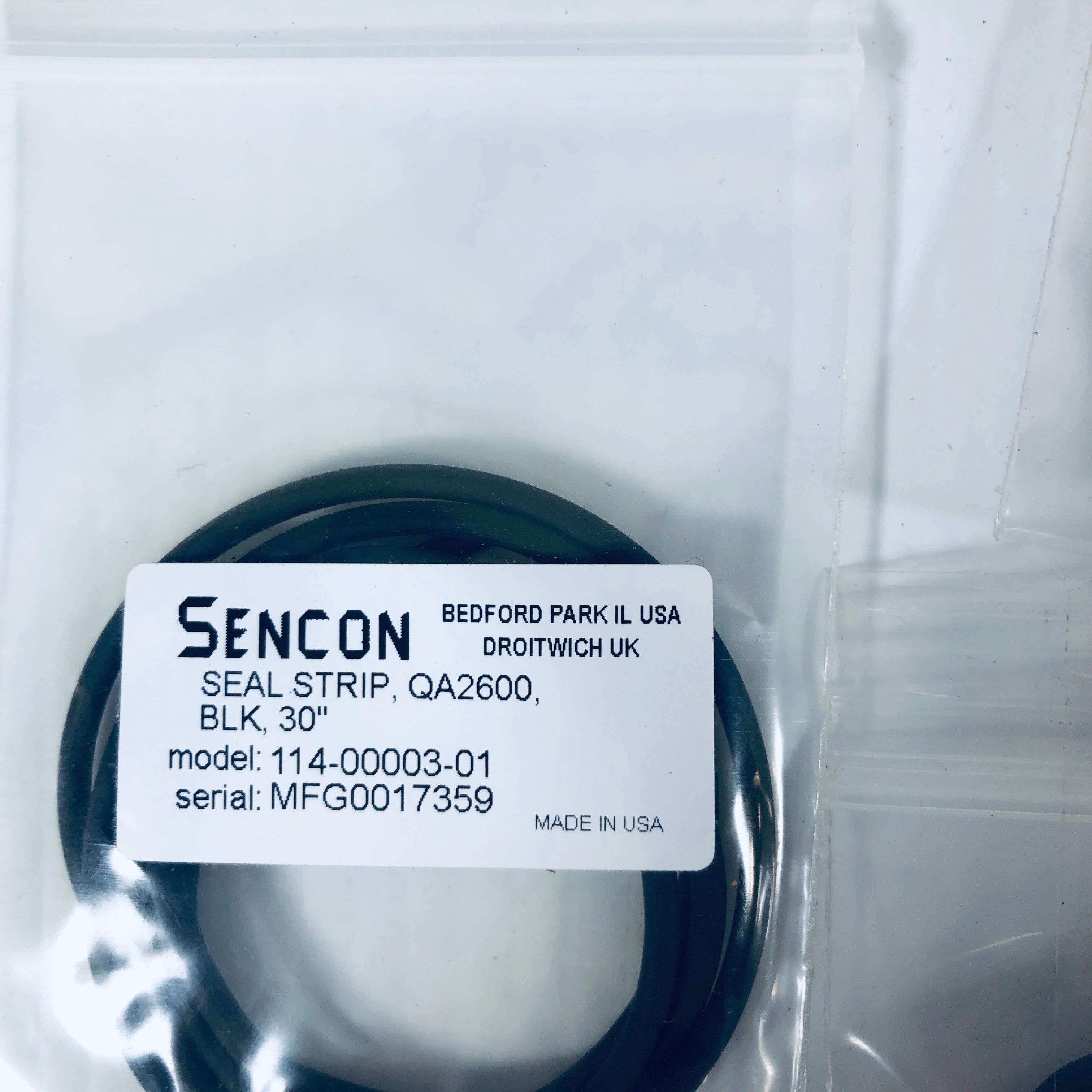 Sencon Seal Strip QA2600 Black 114-00003-01 (Lot of 9)