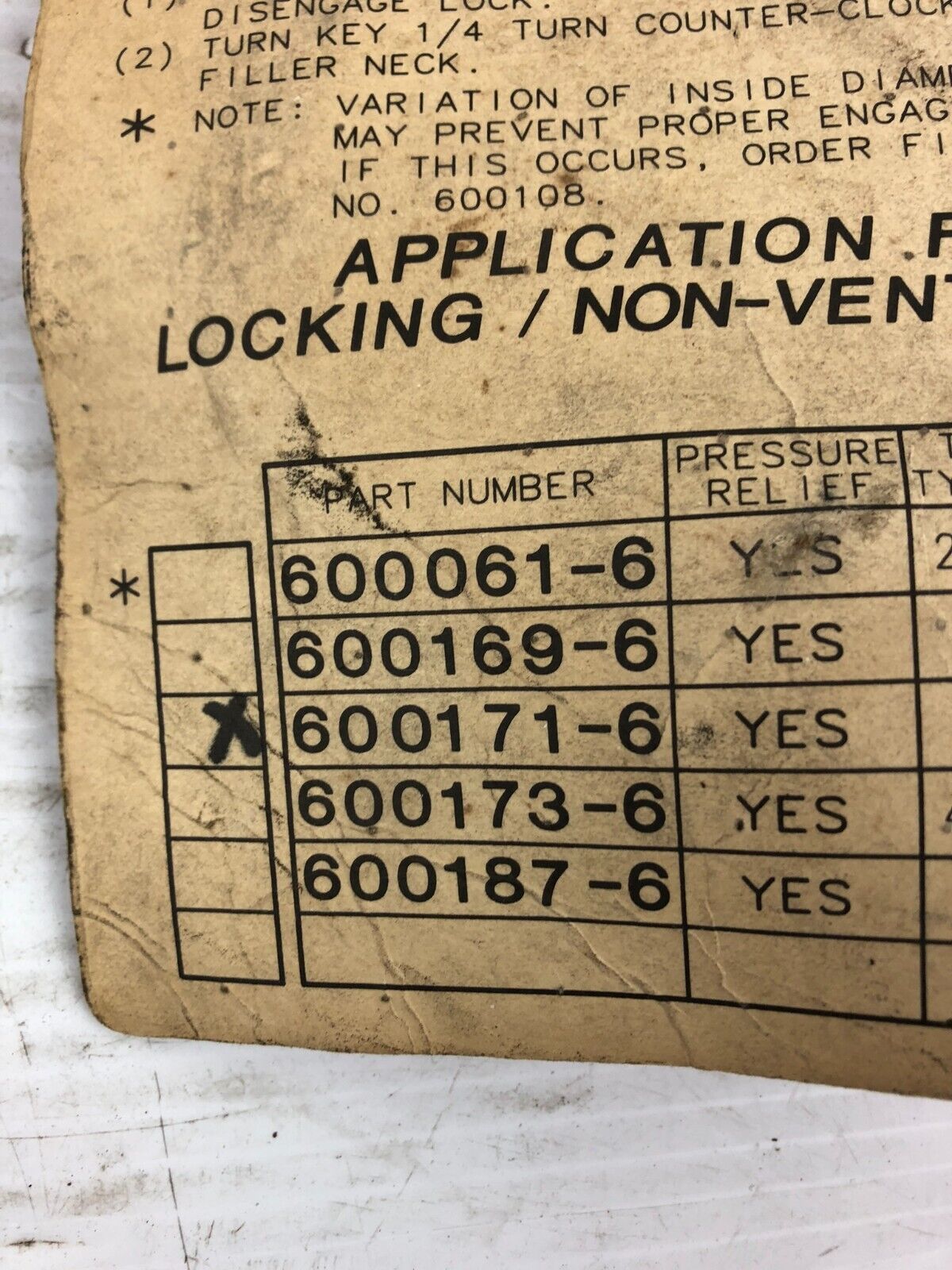 Velvac 600171-6 Locking Gas Cap Key #22