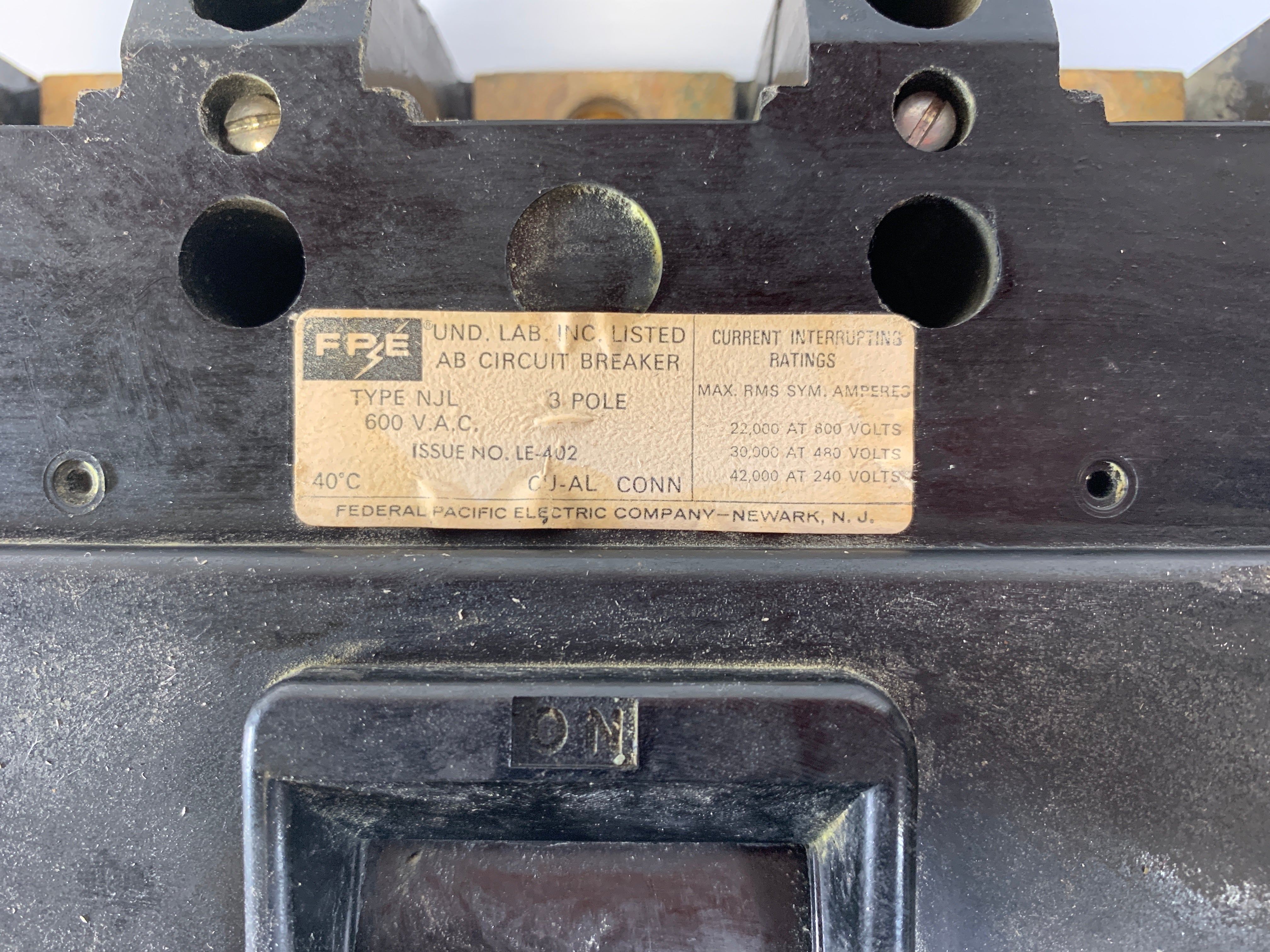 FPE 400 Amp Circuit Breaker 3 Pole 600 VAC LE-402