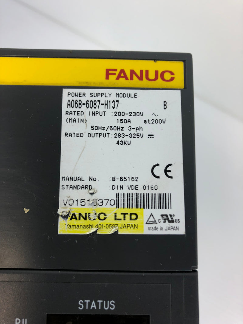 Fanuc A06B-6087-H137 Series B Power Supply Module 200-230V 150A 3PH 50/60Hz